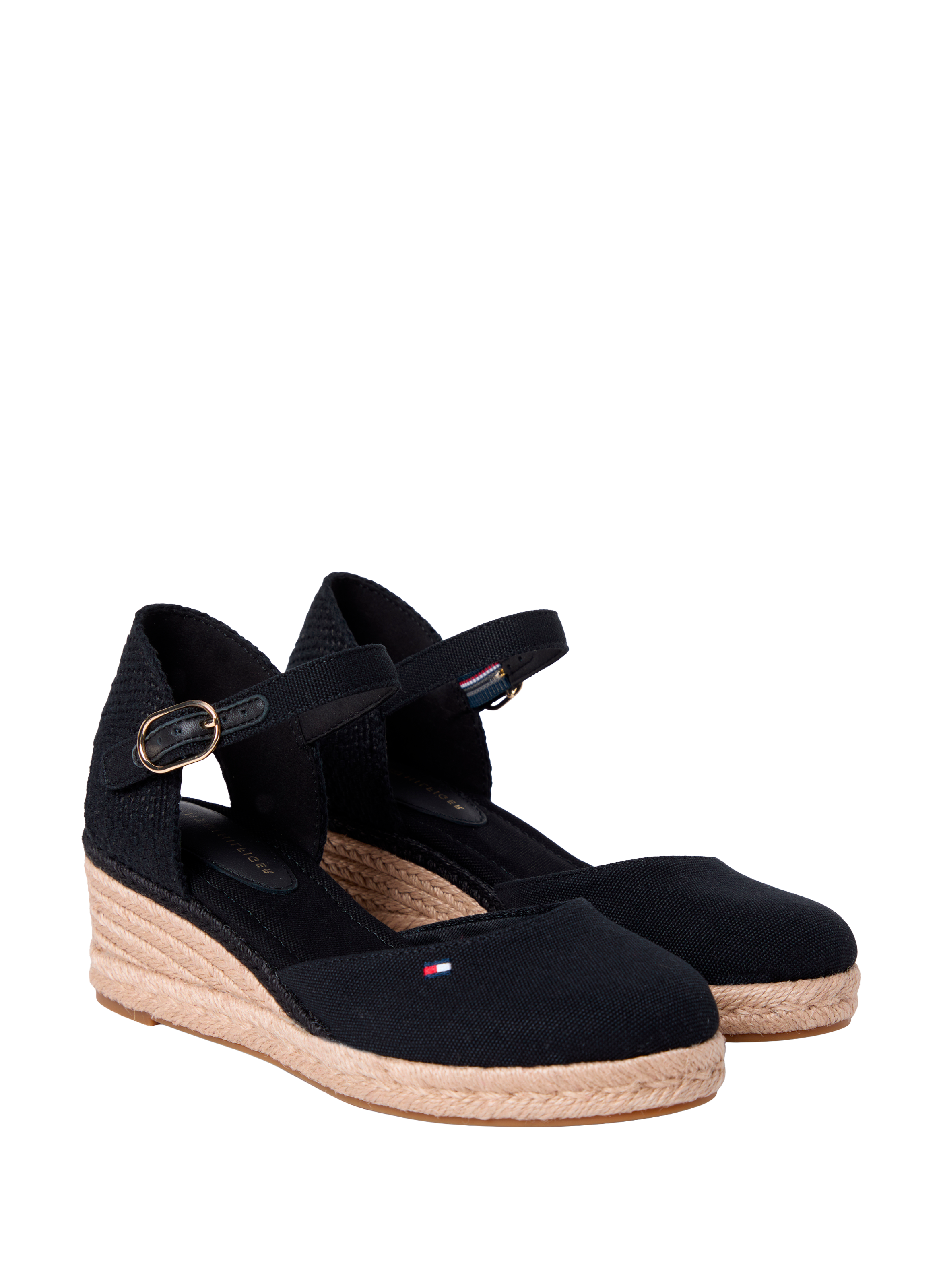 Espadrilles compensées en toile de coton TOMMY HILFIGER Noir