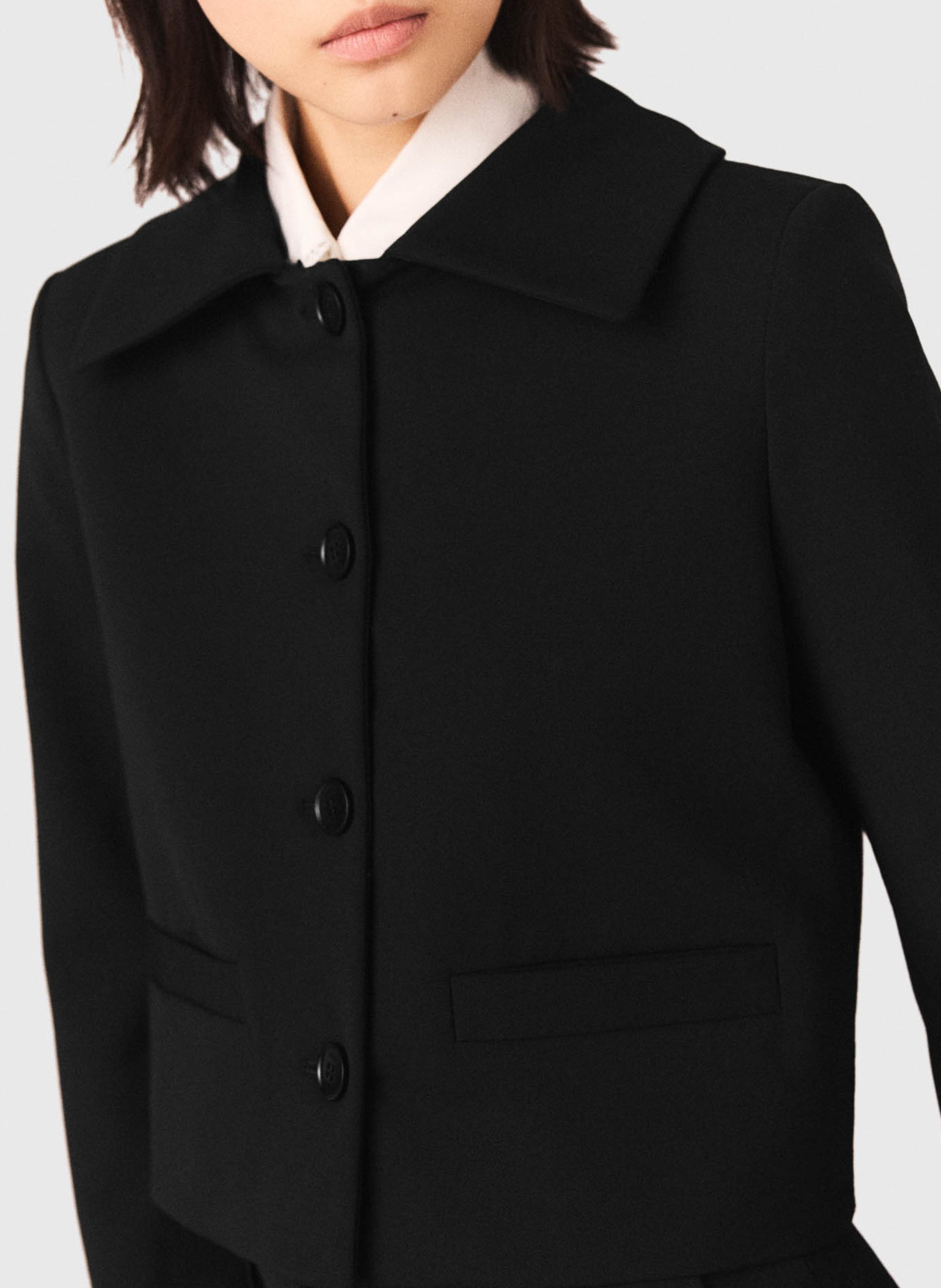 Veste col amovible effet fourrure MAJE Noir