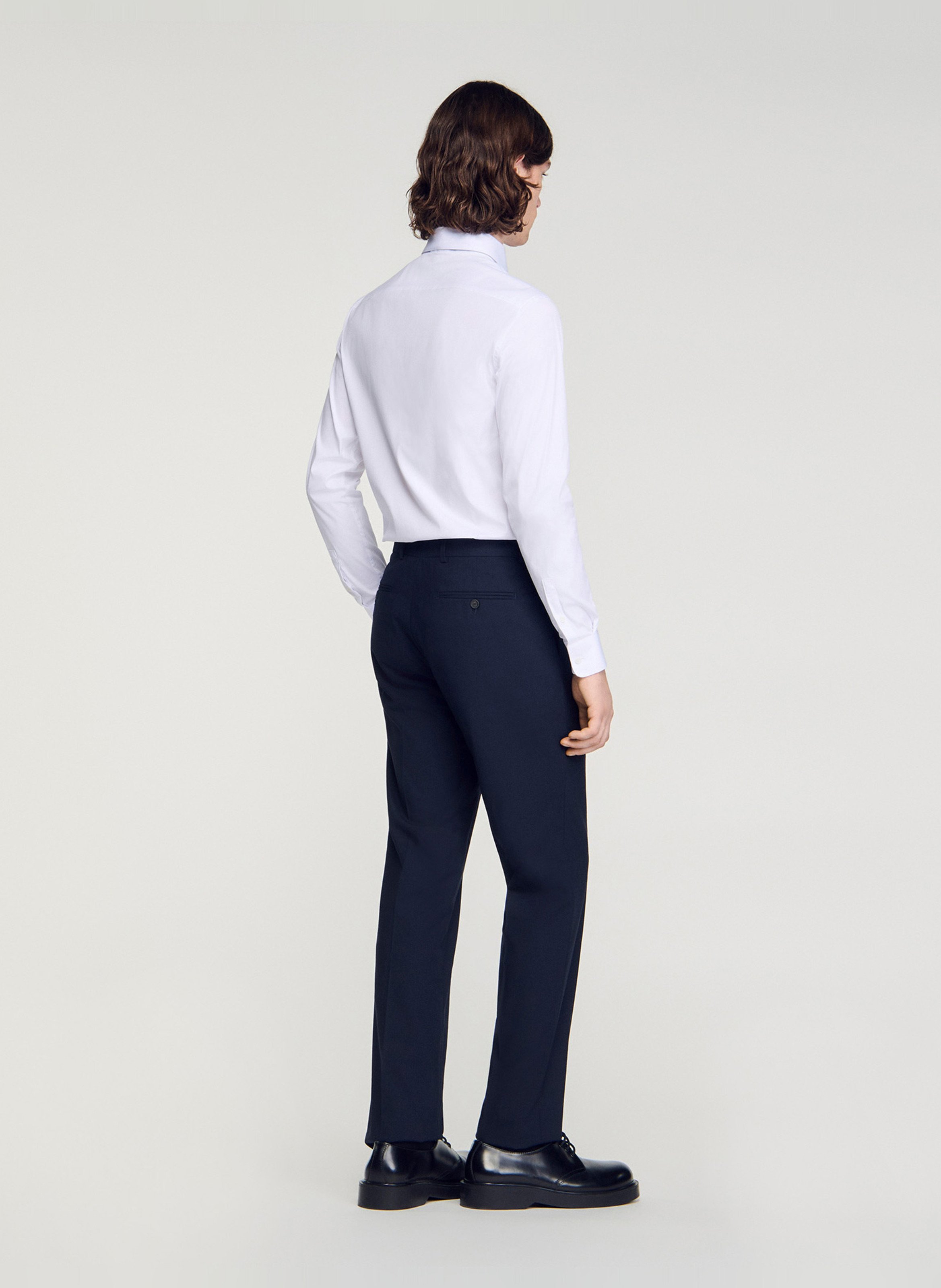 Pantalon droit en laine mélangée SANDRO Bleu