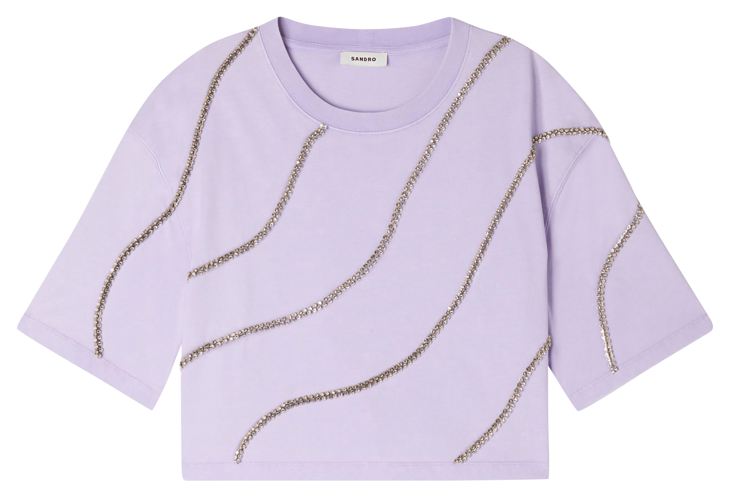 T-shirt ample col rond en coton SANDRO Violet