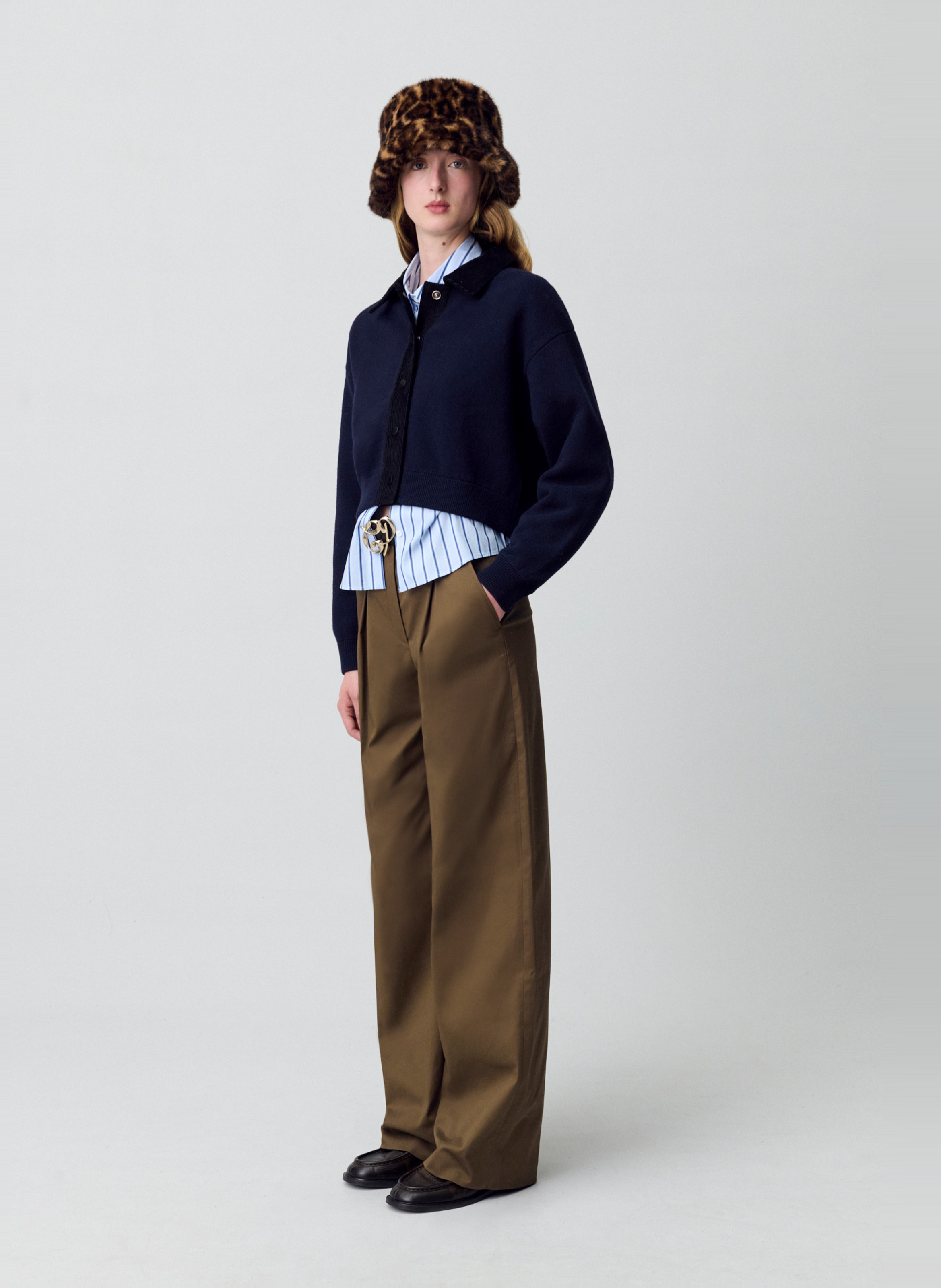 Pantalon droit en coton mélangé pedro CLAUDIE PIERLOT Kaki