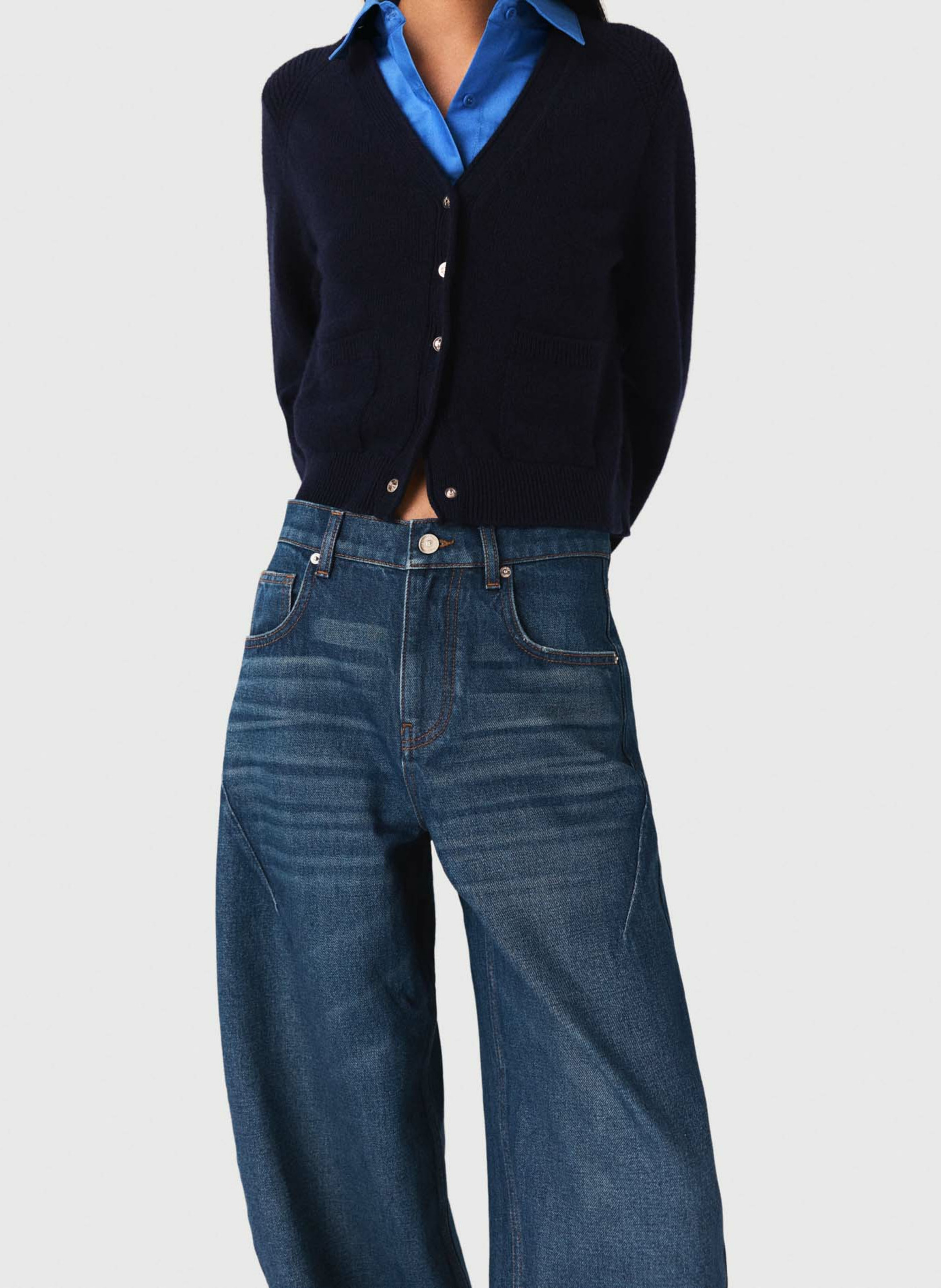 Jean ballon en denim coton MAJE Bleu