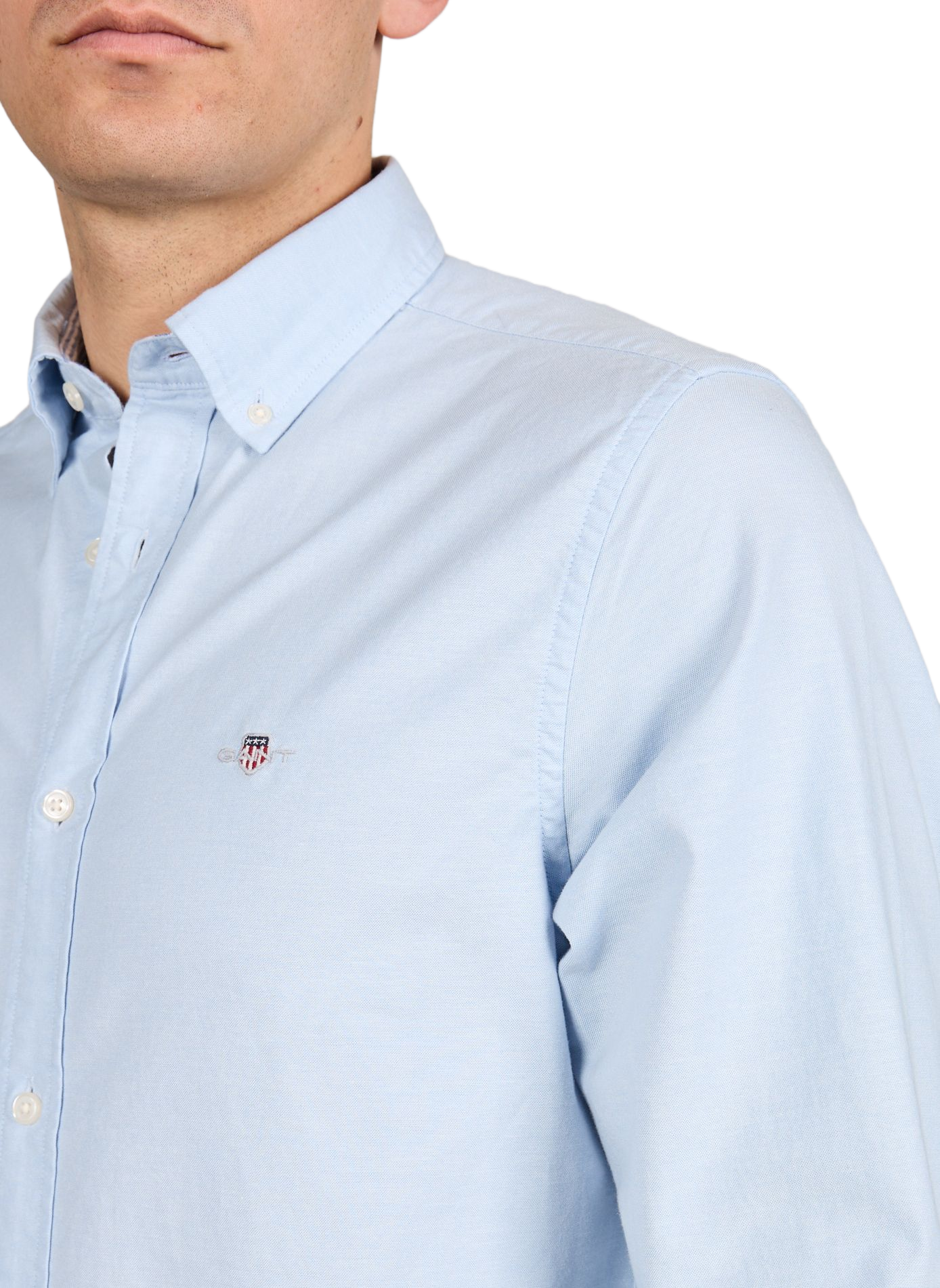 Chemise droite en coton mélangé GANT Bleu