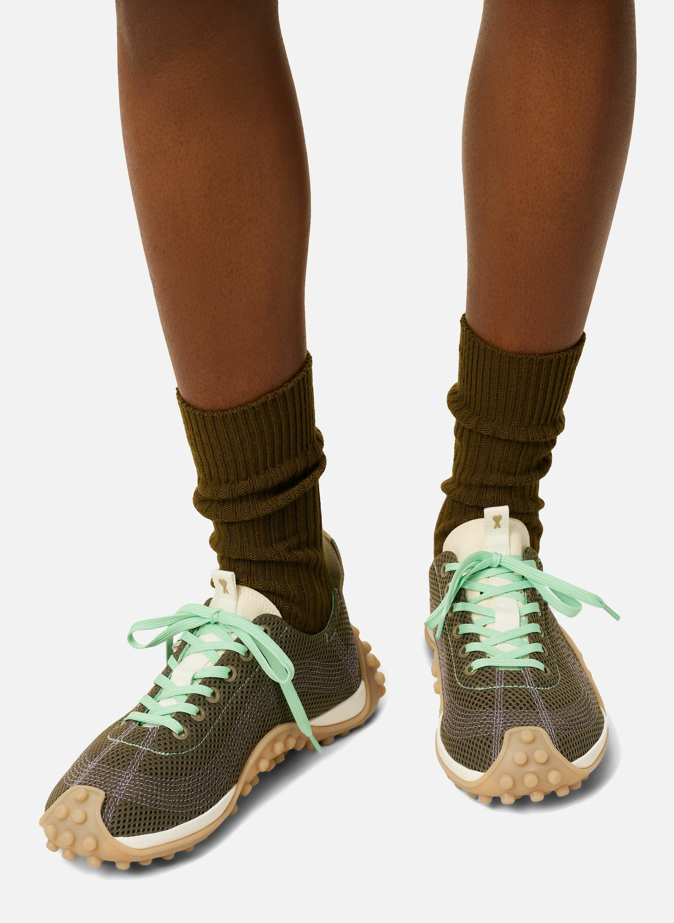 Baskets mirage en mesh unisexes AMI PARIS Marron