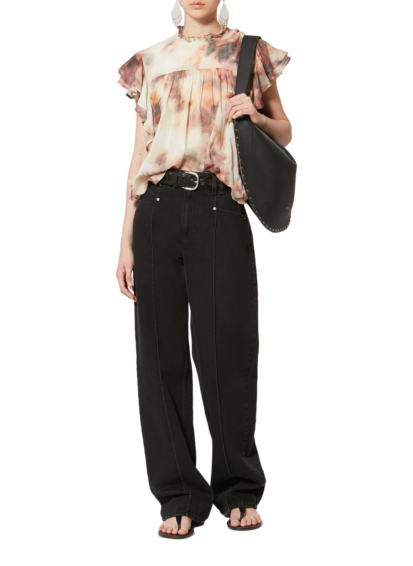 Straight Leg Drolane Jeans in Cotton Denim ISABEL MARANT Black