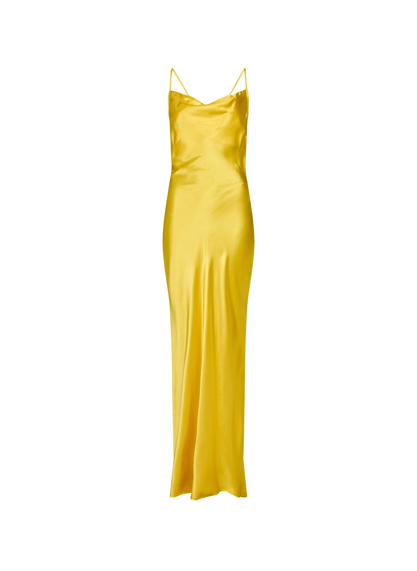 Satin dress with thin straps ROUGE EDIT Yellow