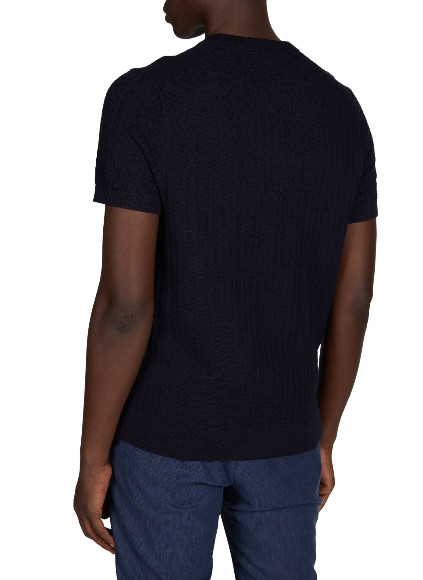 Short-sleeved knit sweater in cotton and silk STRELLSON Blue