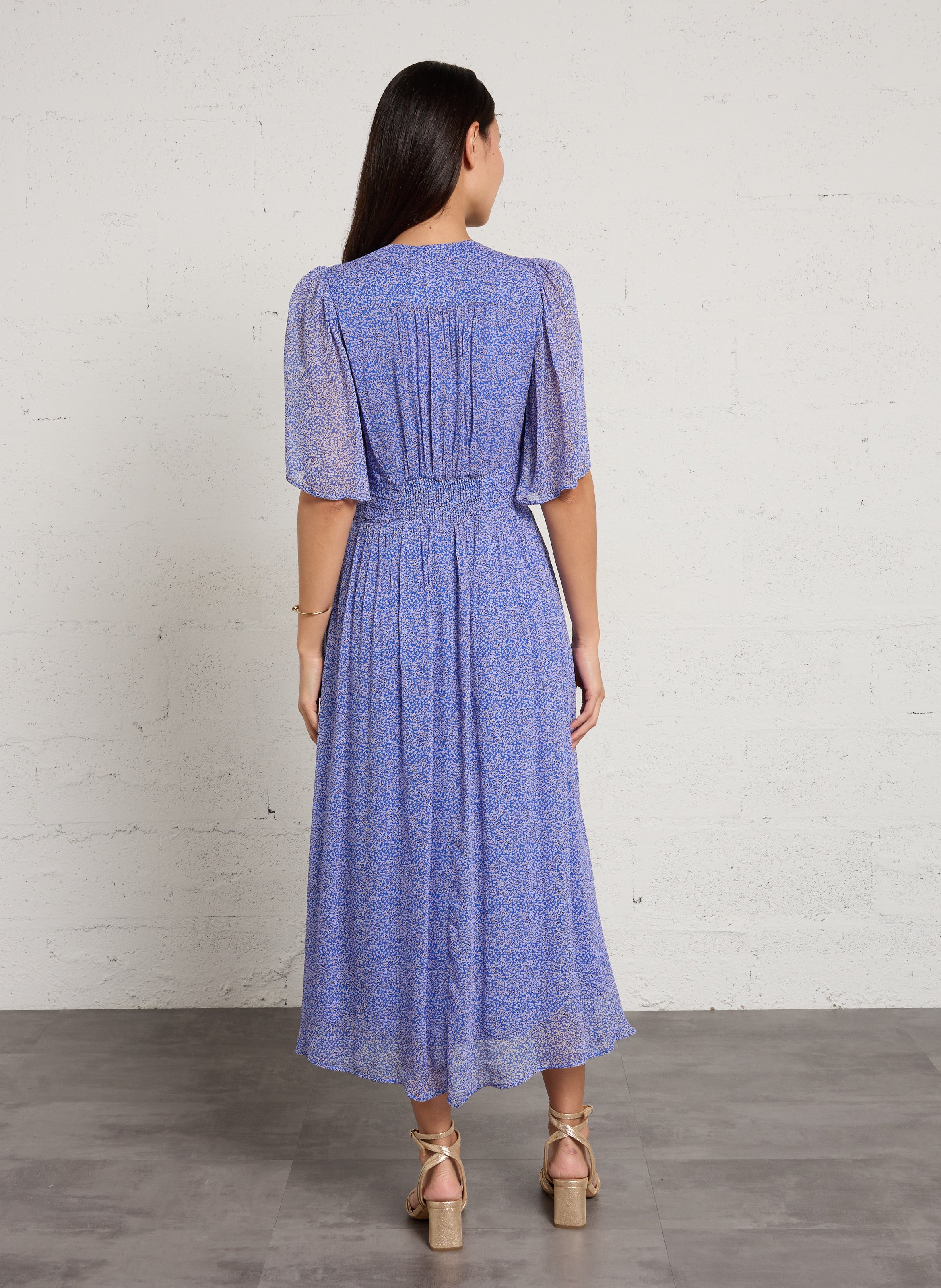 Robe longue ample col v bradie MAISON 123 Bleu