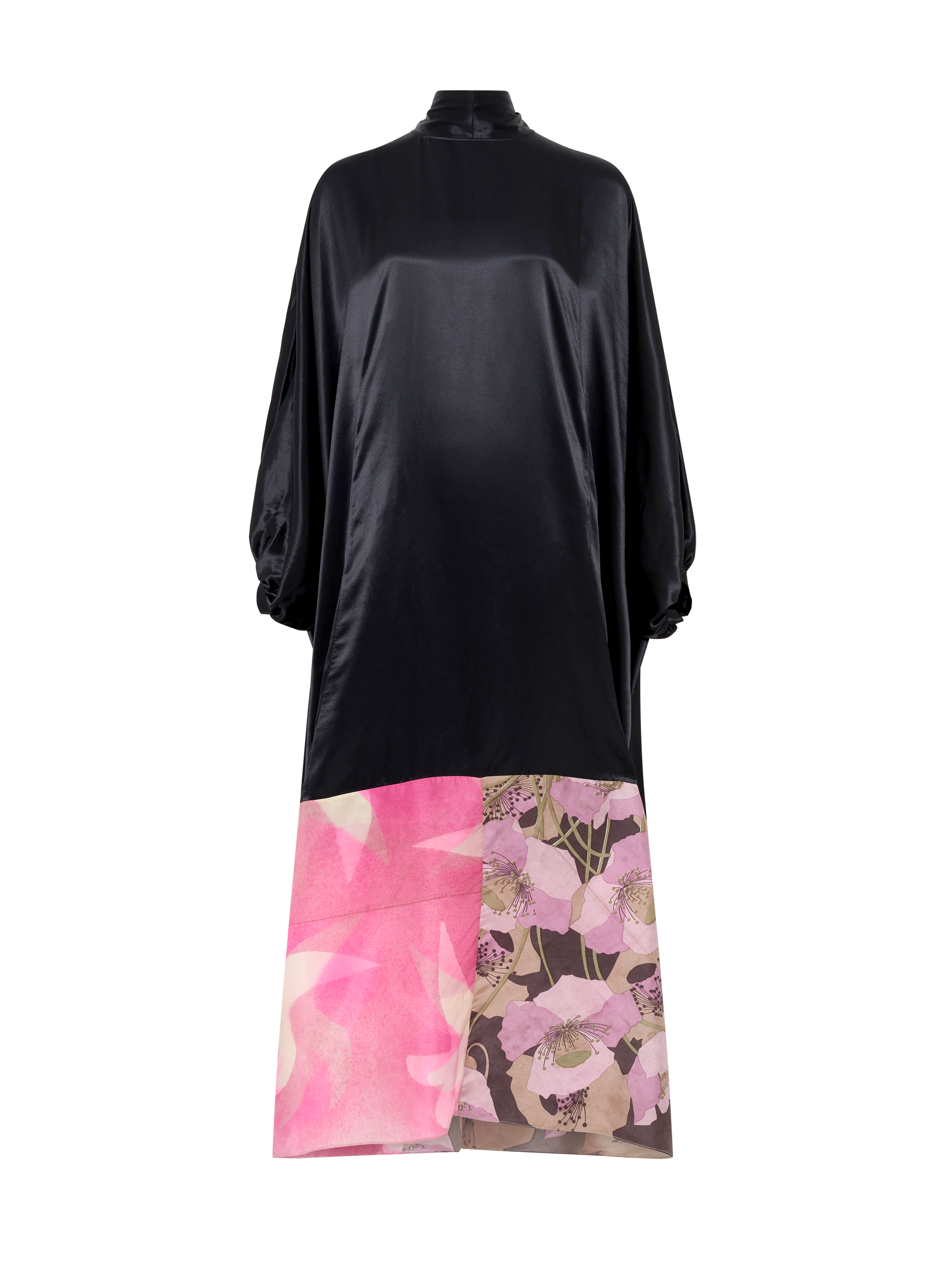 Robe longue oversize en foulards de soie upcyclés deadstock MARINE SERRE Zwart