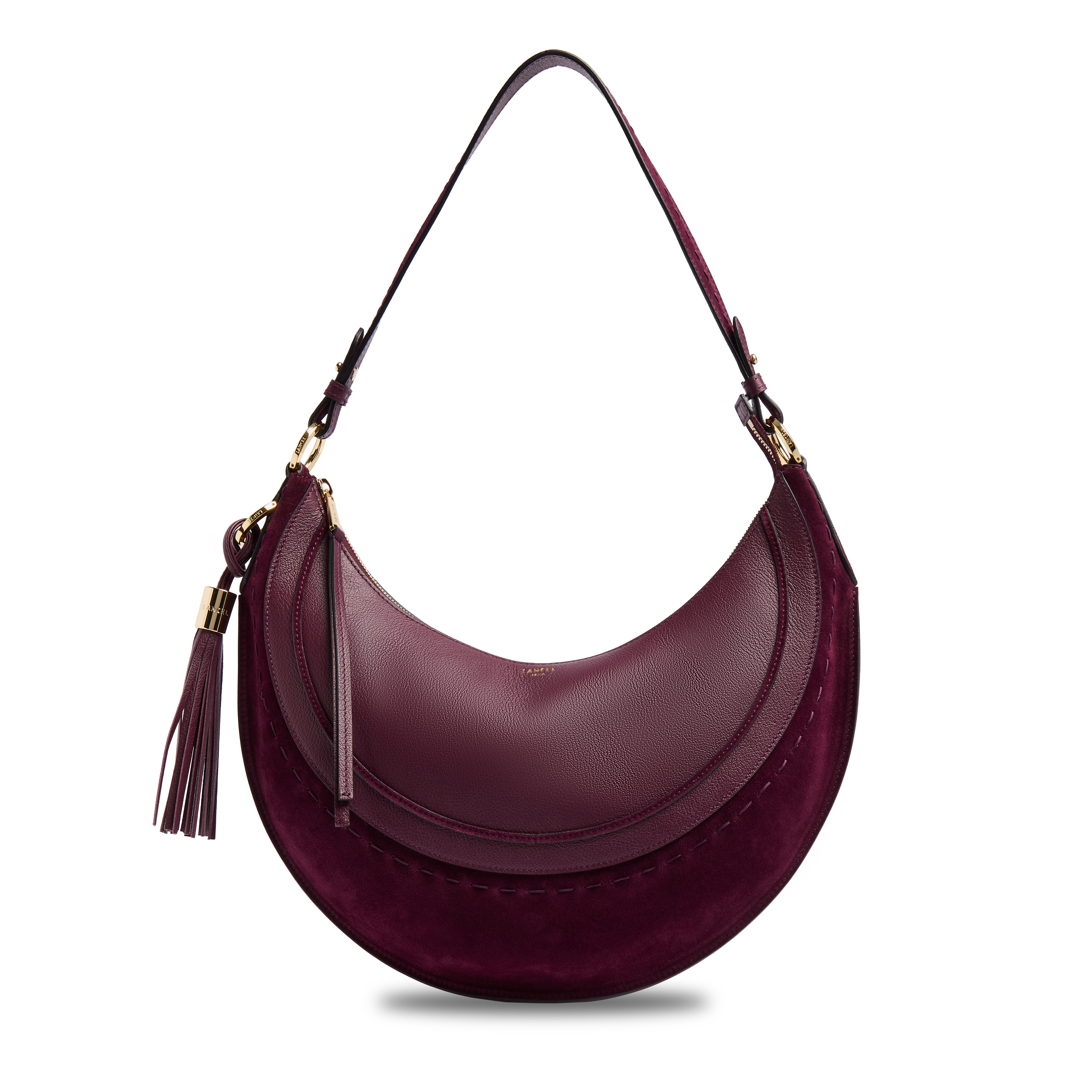 Sac hobo hoboheme de lancel en animation suede : cuirs de vachette suede & graine LANCEL Violet