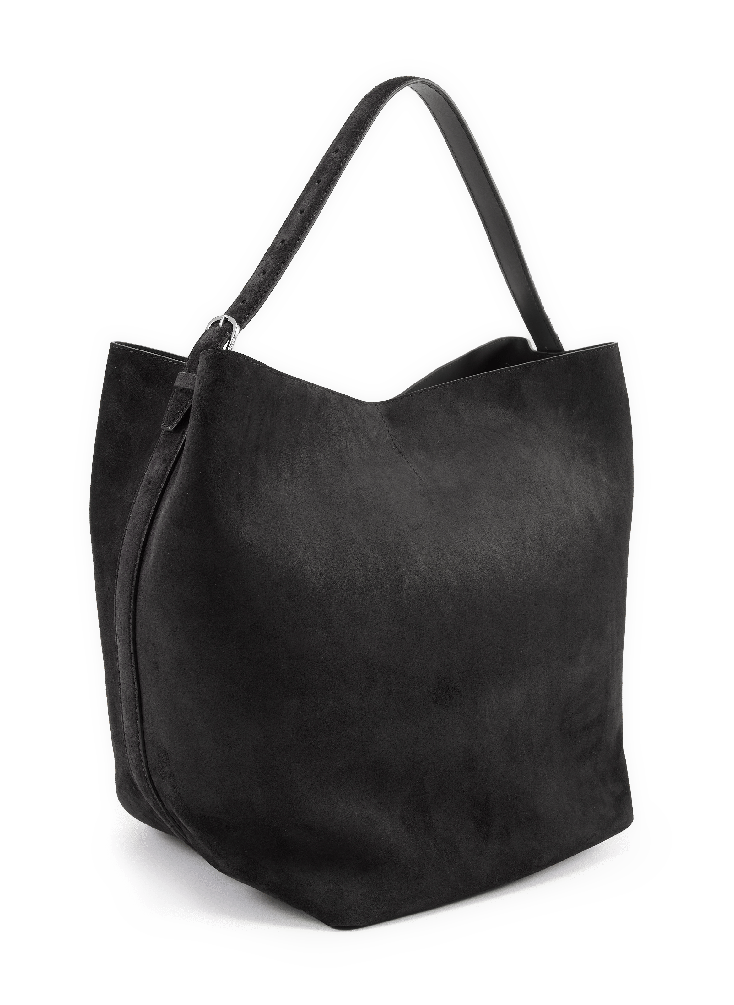 Belted suede leather tote bag TOTEME Brown