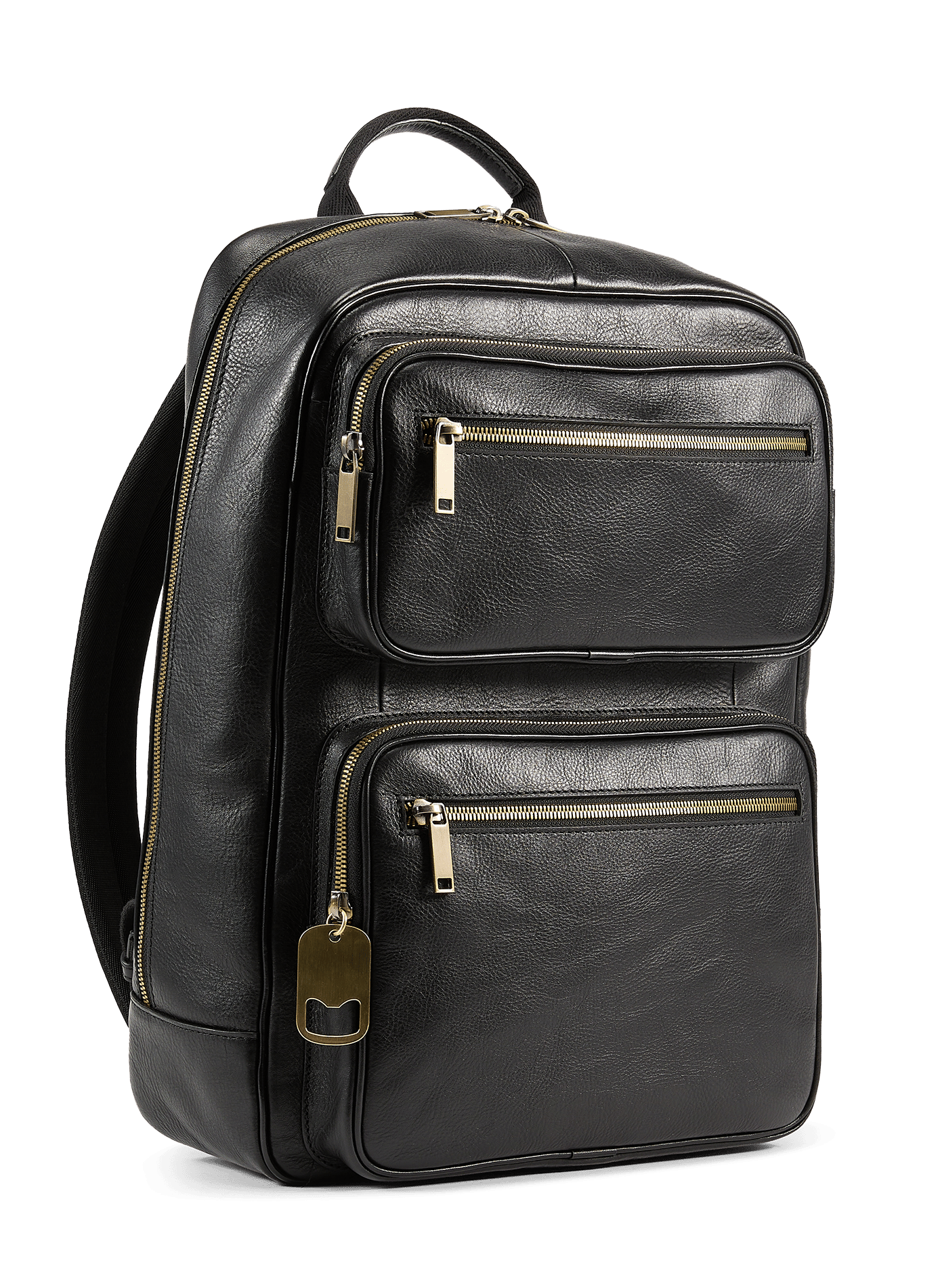 Grained Leather Backpack with Multiple Pockets SAISON 1865 Black