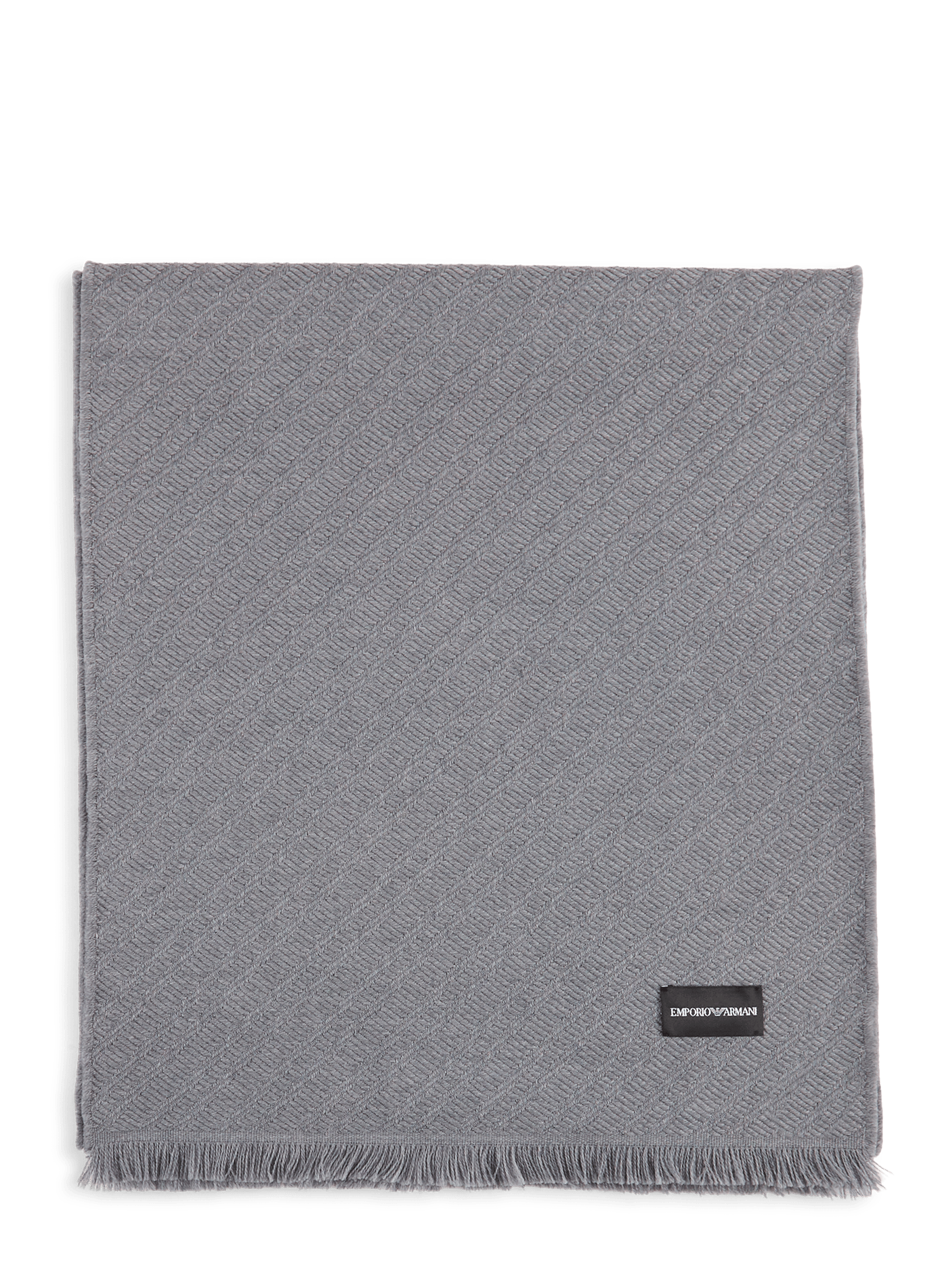 Striped wool scarf with frayed edges EMPORIO ARMANI Grey