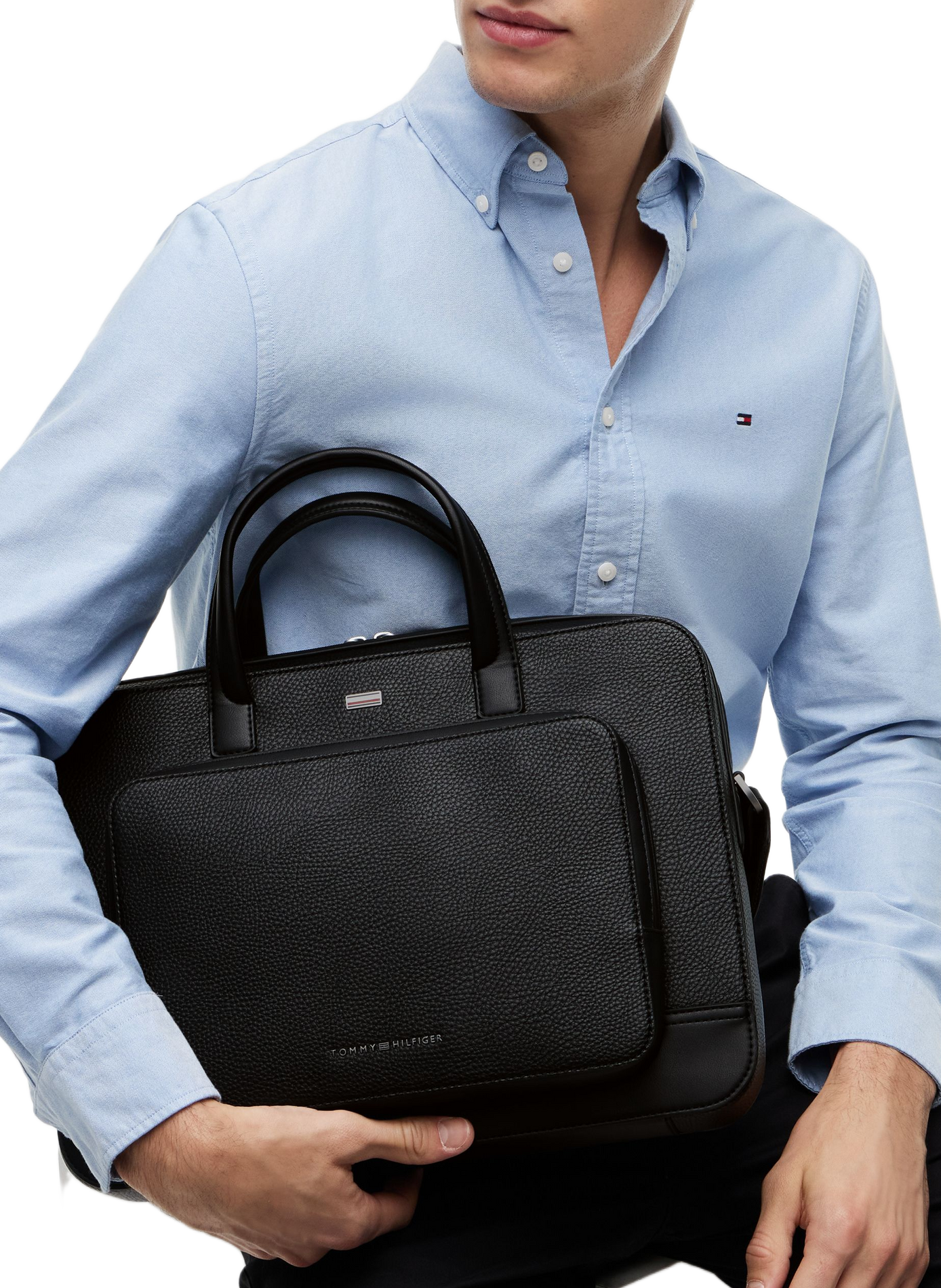 Textured document holder with metallic logo TOMMY HILFIGER Black