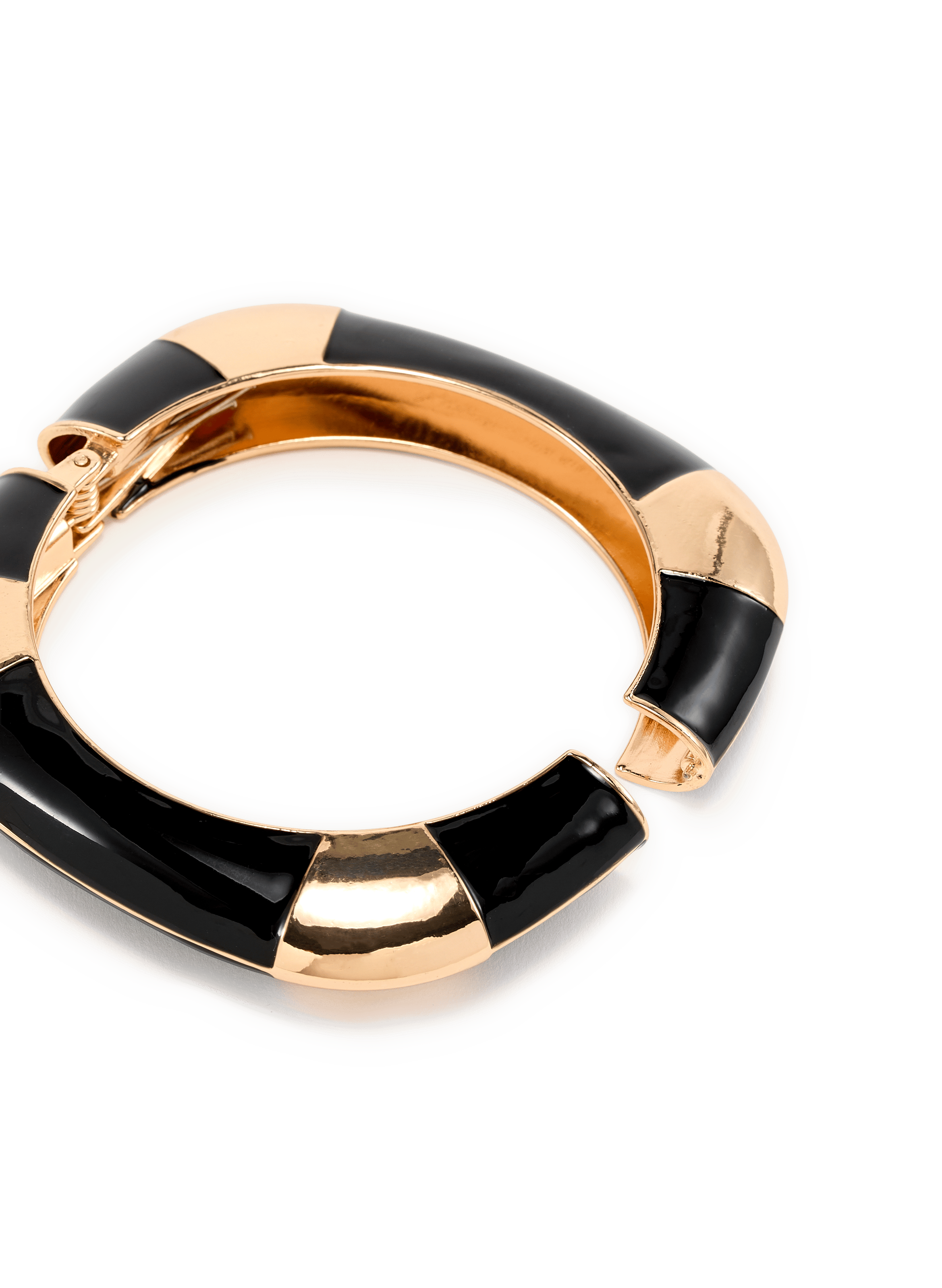 Gelbgold vergoldetes Emaille-Armband. AU PRINTEMPS PARIS Schwarz
