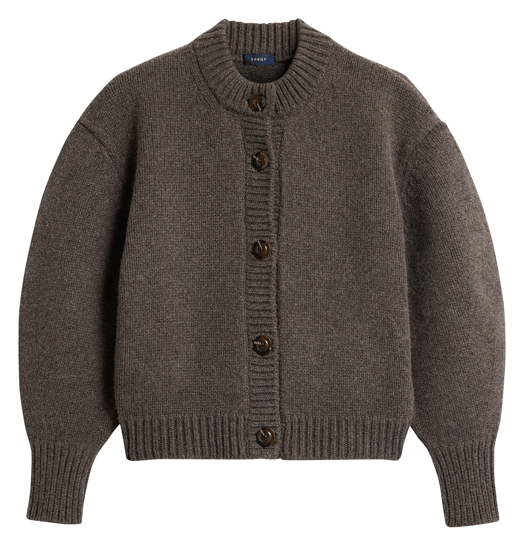 Cardigan col rond en laine leonard SOEUR Marron