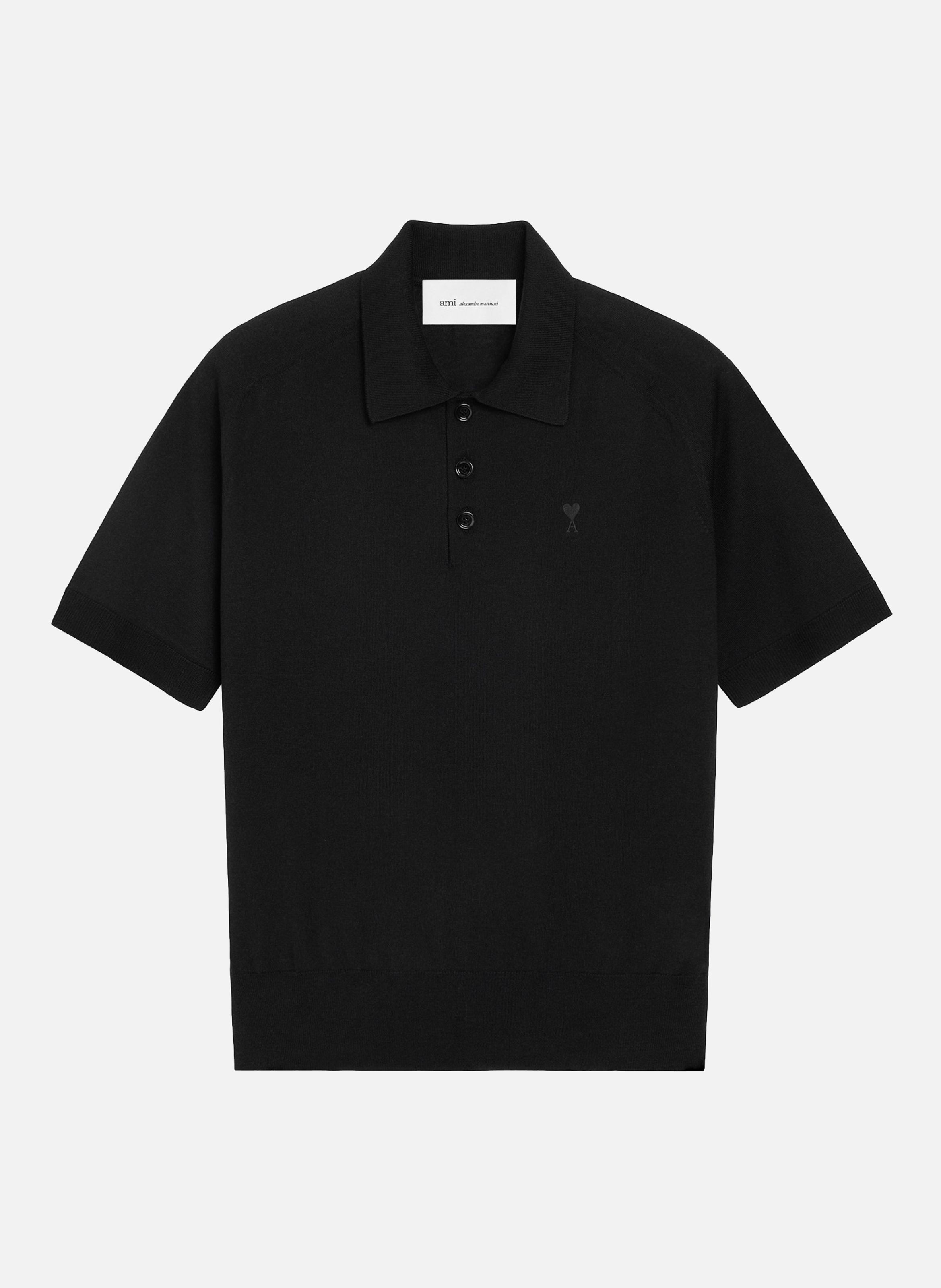Polo manches courtes ami de coeur en laine AMI PARIS Noir
