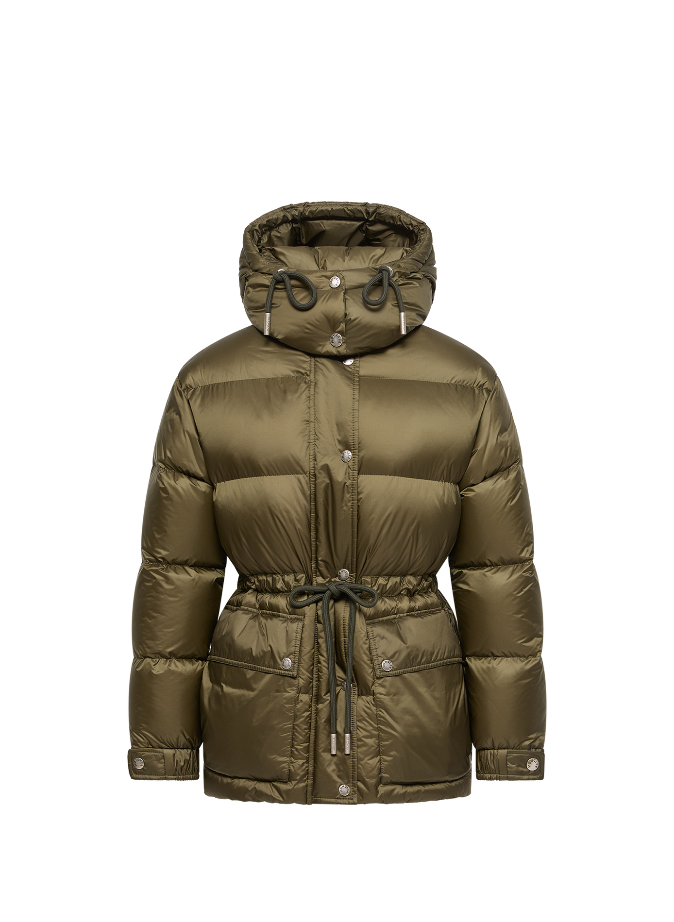 Piumino aderente con cappuccio monocolore MONCLER Verde