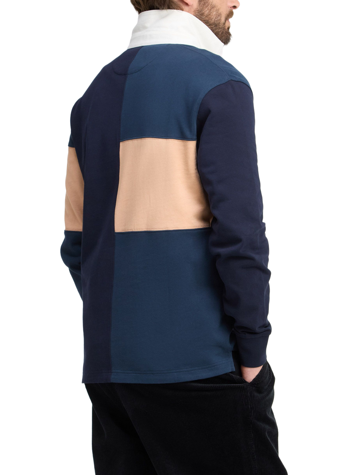 Straight-fit colour-block cotton polo shirt EDEN PARK Grey