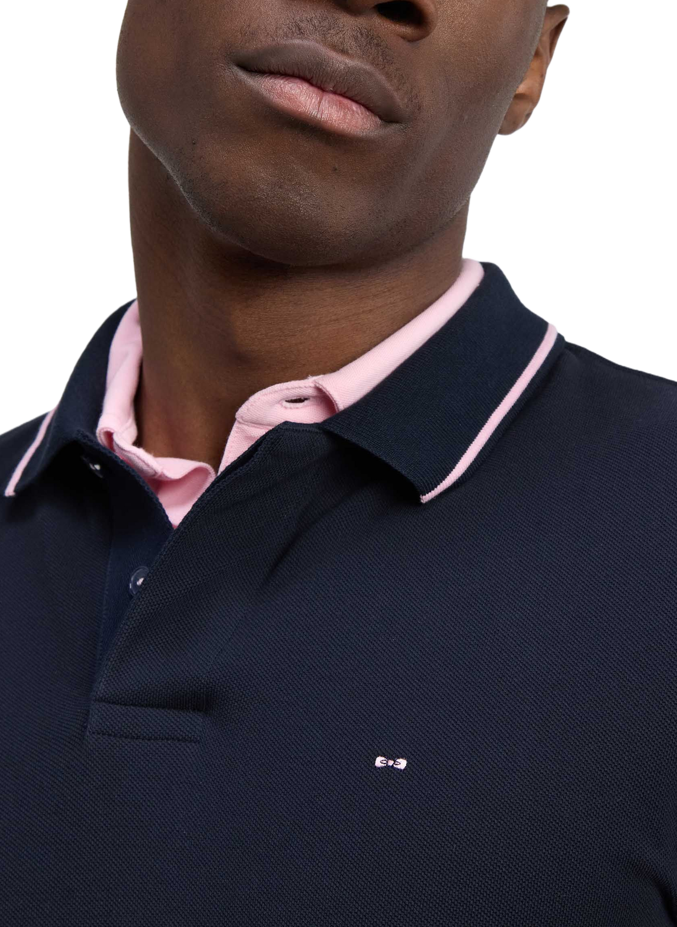 Gerader Polo mit gesticktem Logo aus Baumwolle. EDEN PARK Blau