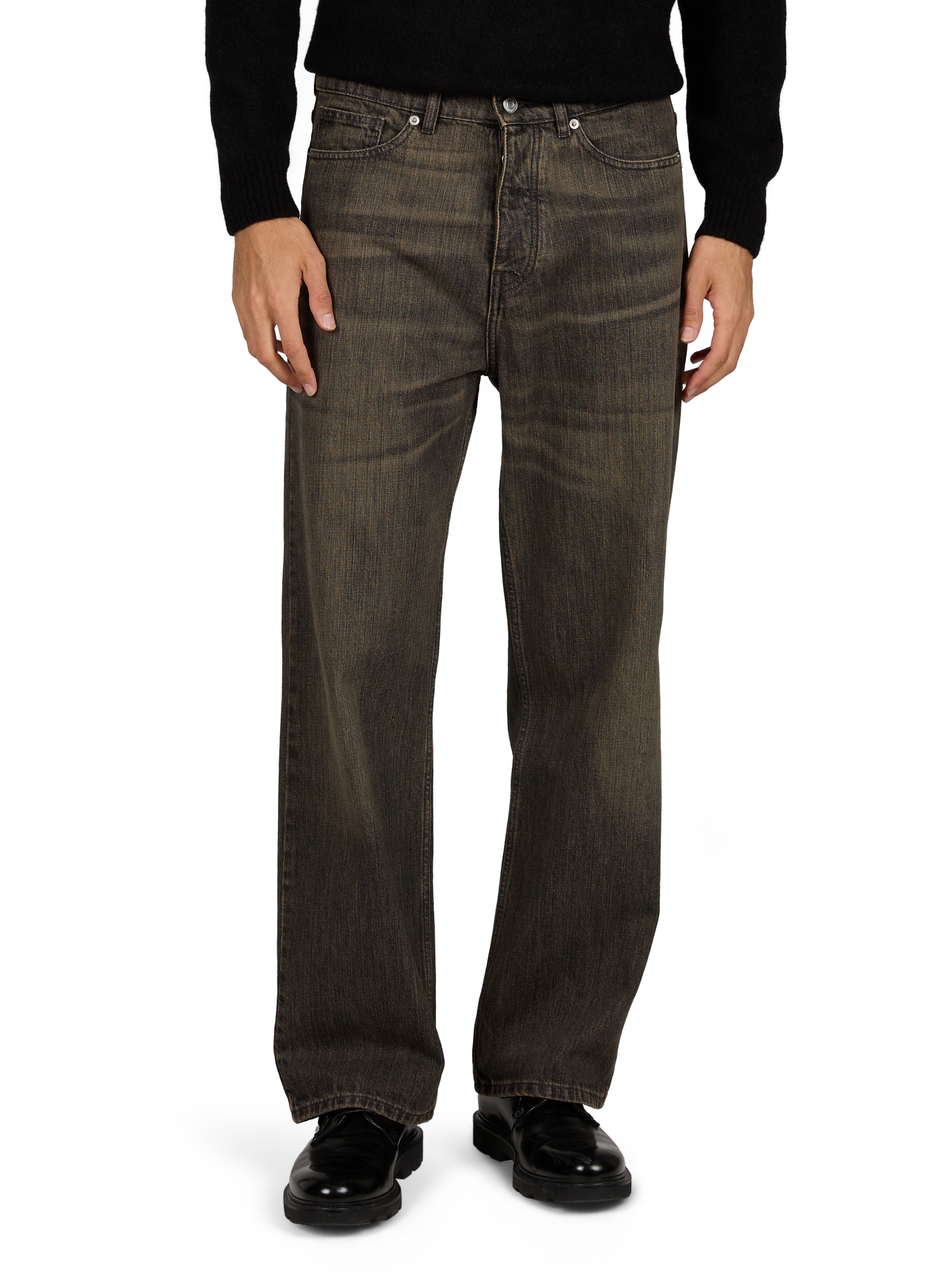 Straight-leg trousers in washed cotton denim DROLE DE MONSIEUR Khaki