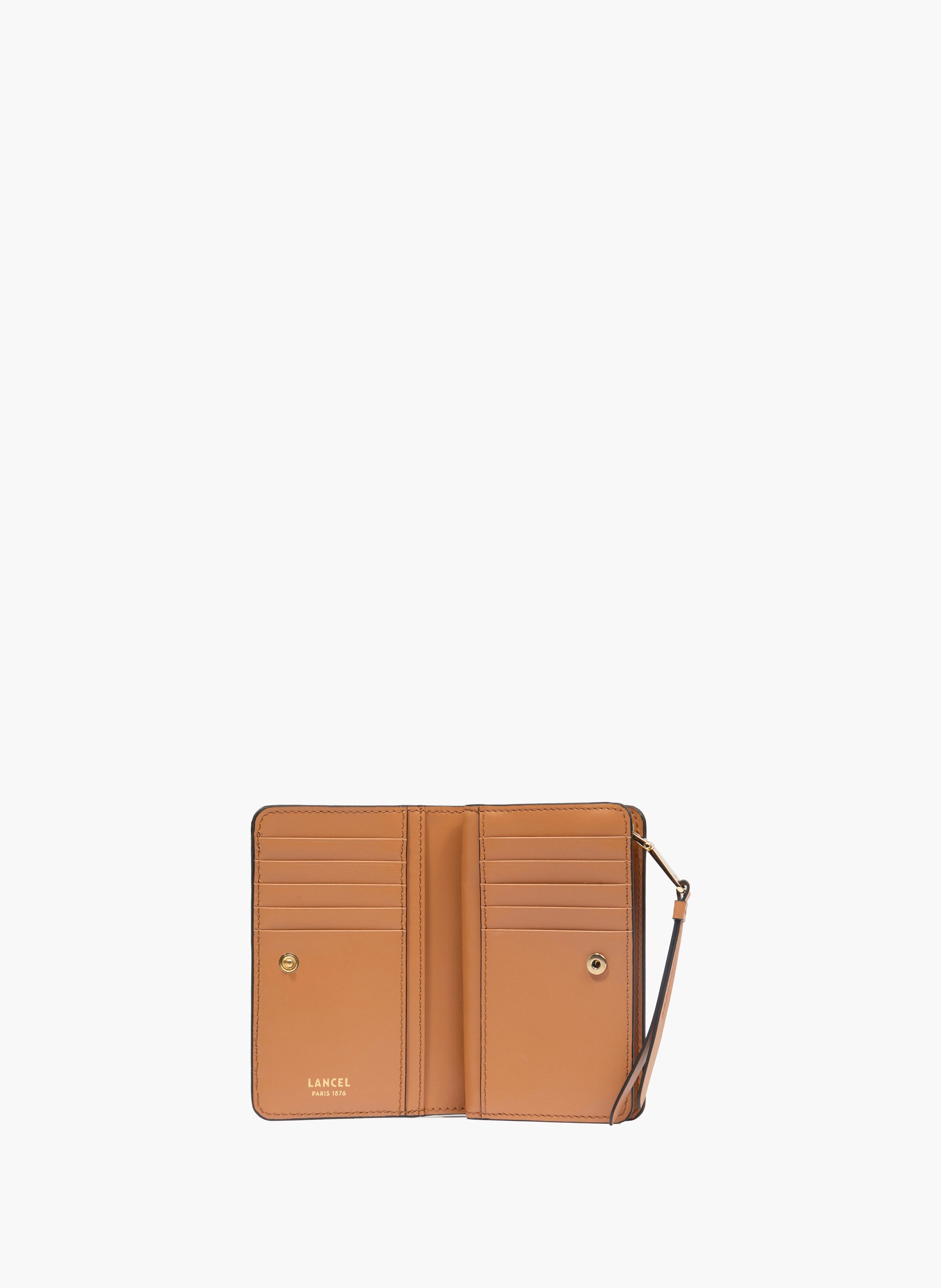 Portefeuille rectangulaire zippé origami de lancel en cuir LANCEL Marron