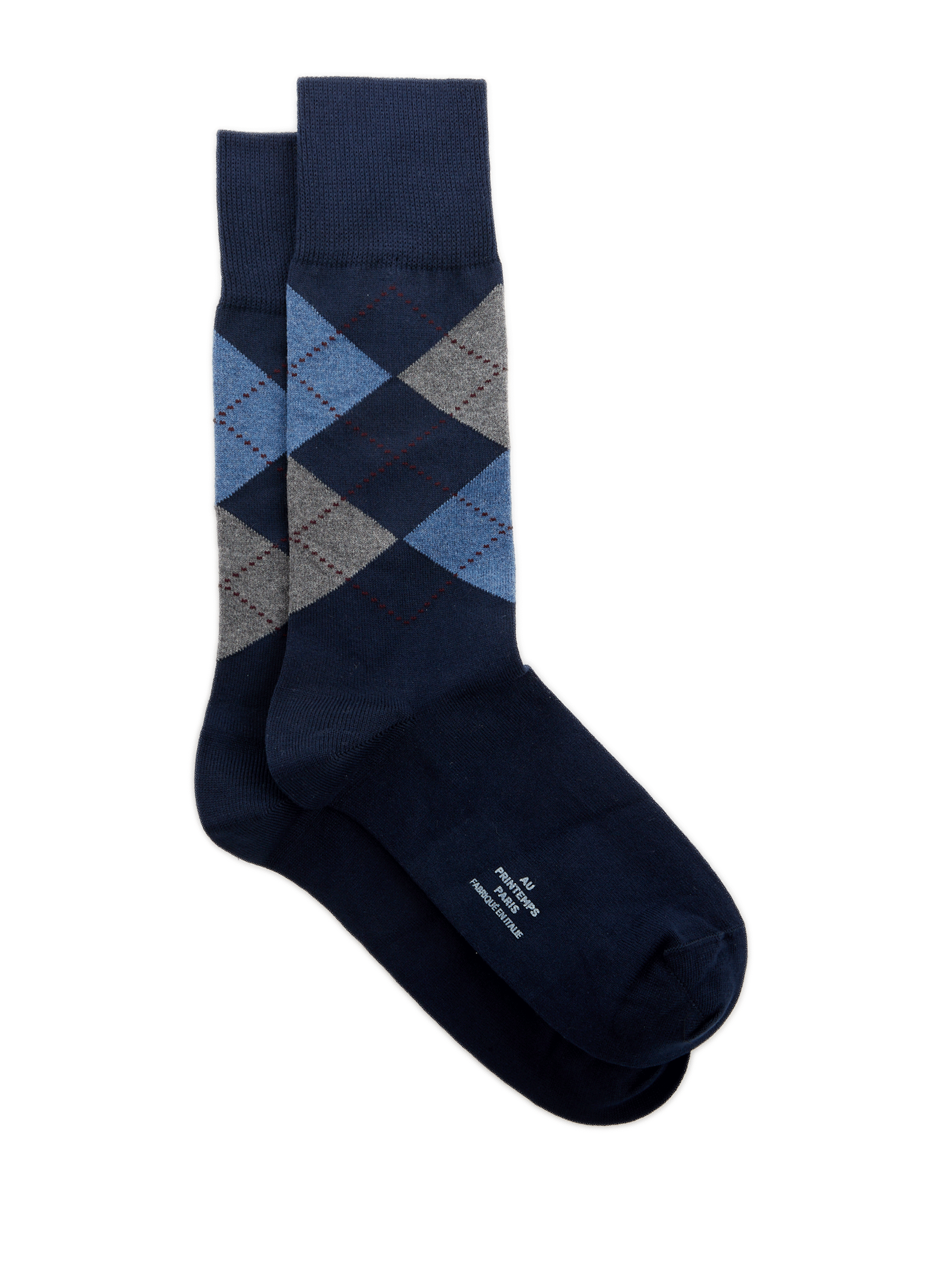 Chaussettes hautes à losanges en coton mélangé