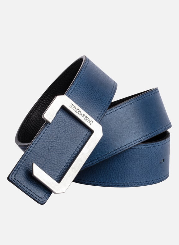 Ceinture à boucle réversible en cuir la reversible Bleu by ZADIG&VOLTAIRE ZADIG&VOLTAIRE Ceinture à boucle réversible en cuir la reversible Bleu