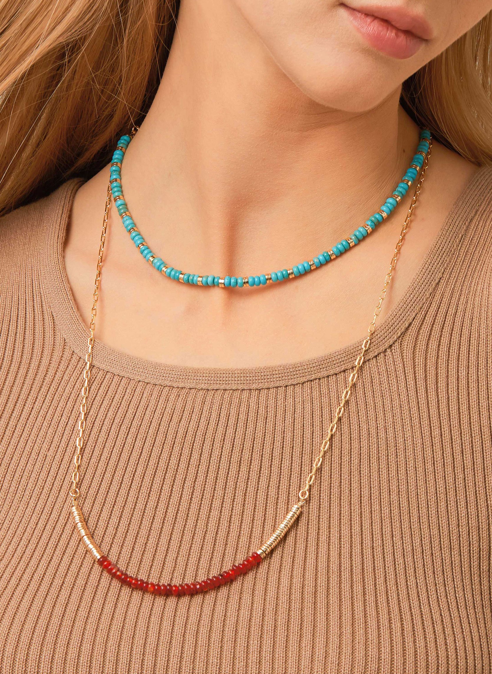 Collier chaîne avec pierres semi-précieuses joaquin HIPANEMA Rouge