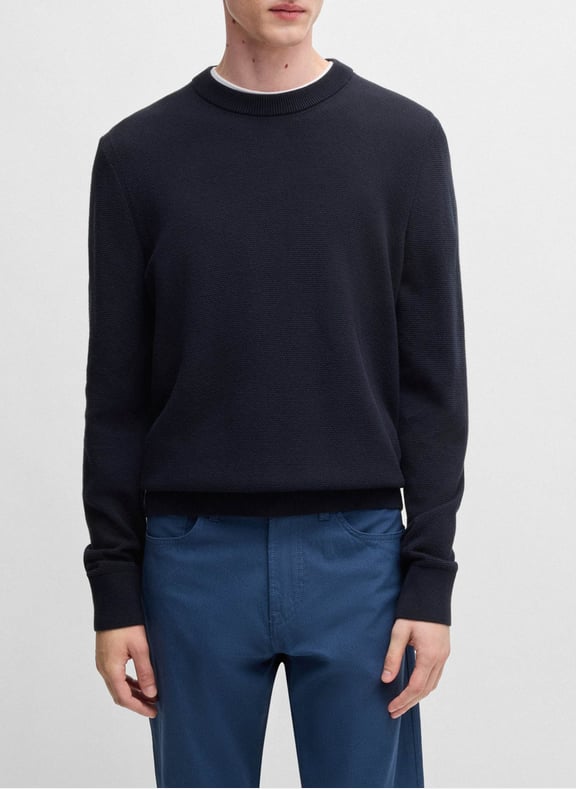 Pull col rond en coton Bleu by BOSS BOSS Pull col rond en coton Bleu
