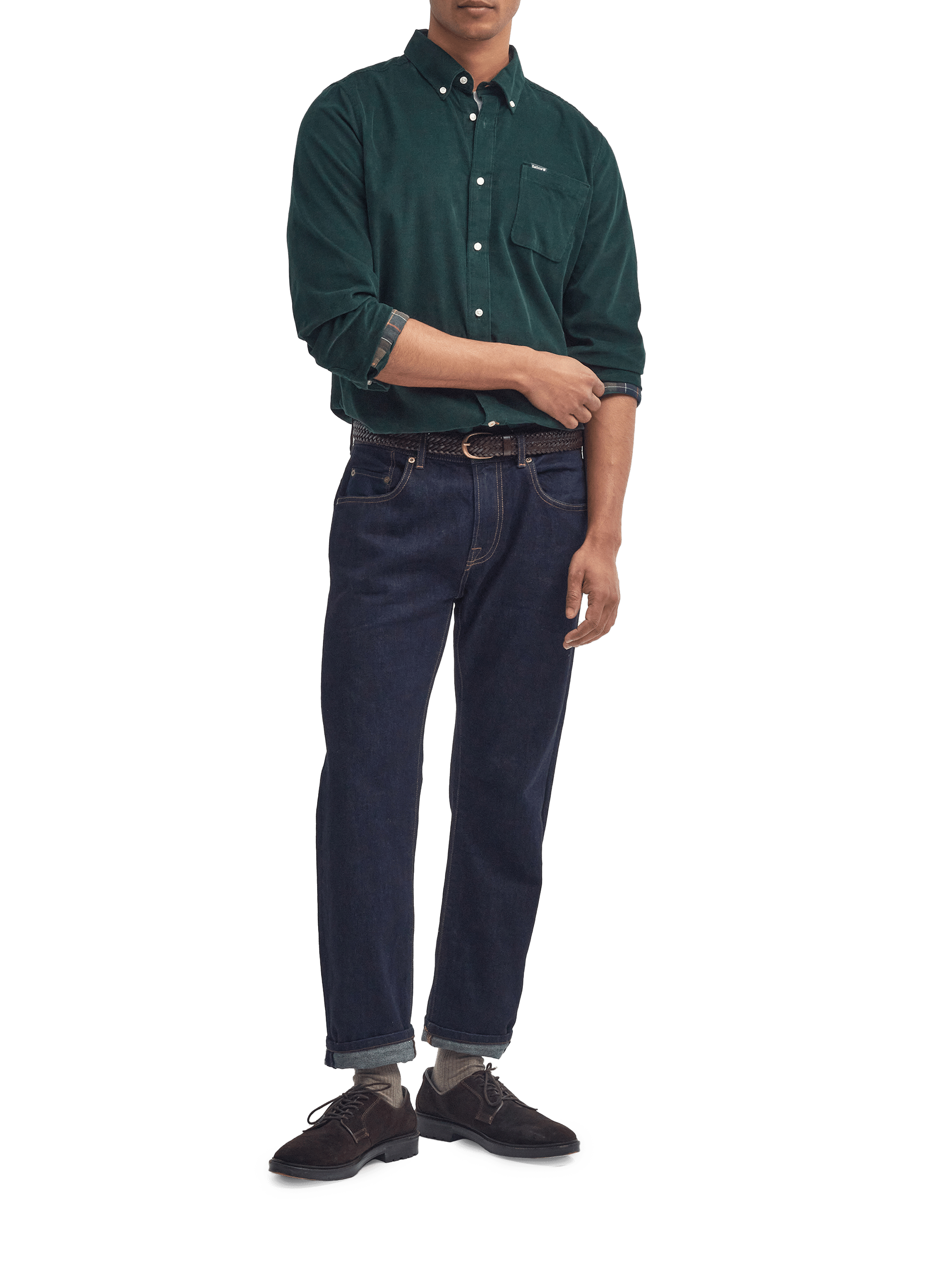 Chemise velours en coton BARBOUR Vert