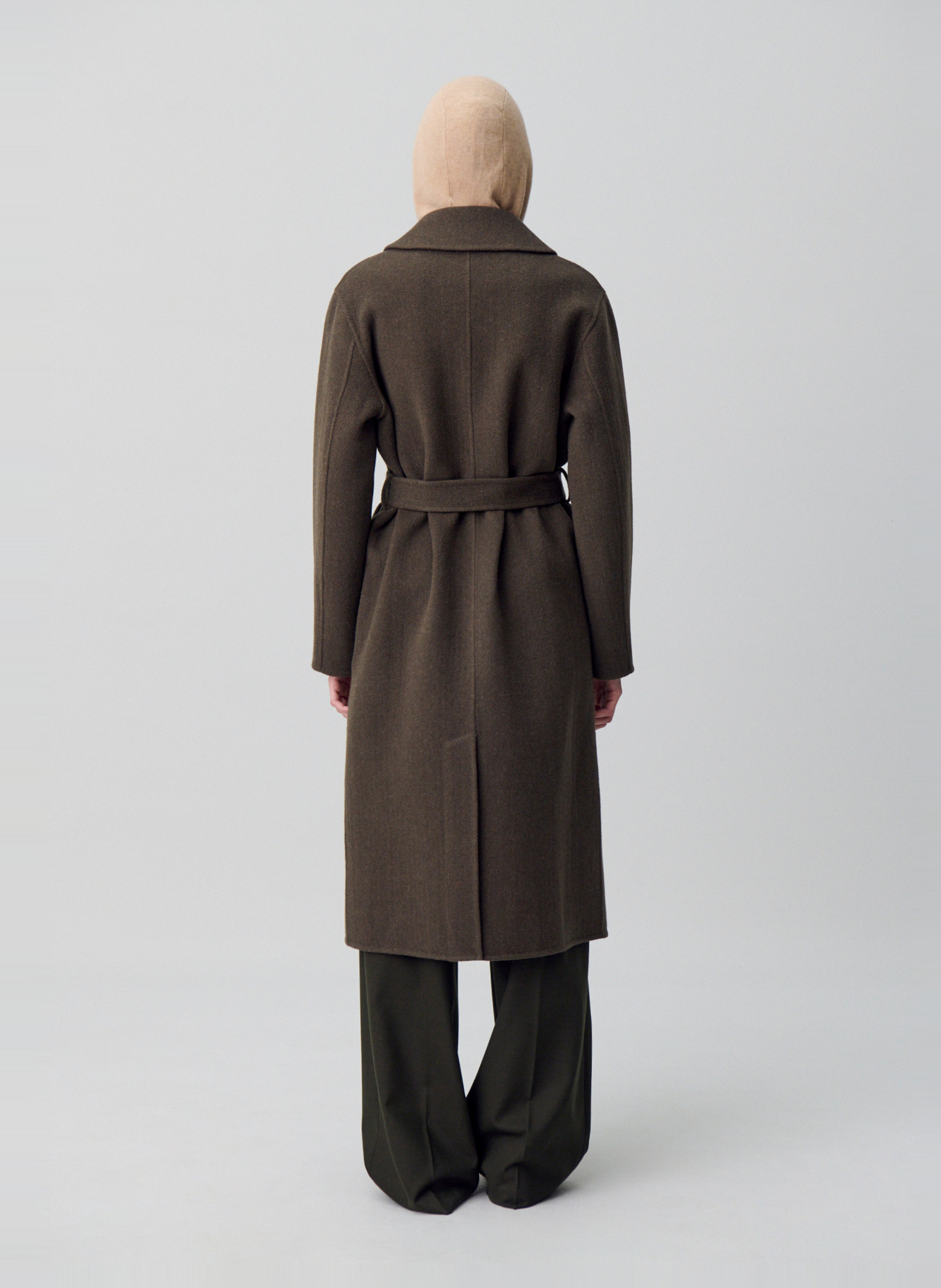 Manteau court col v en laine mélangée grazia CLAUDIE PIERLOT Kaki