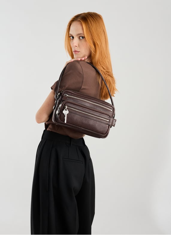 Sac à main Caméro Petit en cuir | Marron by ACNE STUDIOS Sac à main Caméro Petit en cuir Marron
