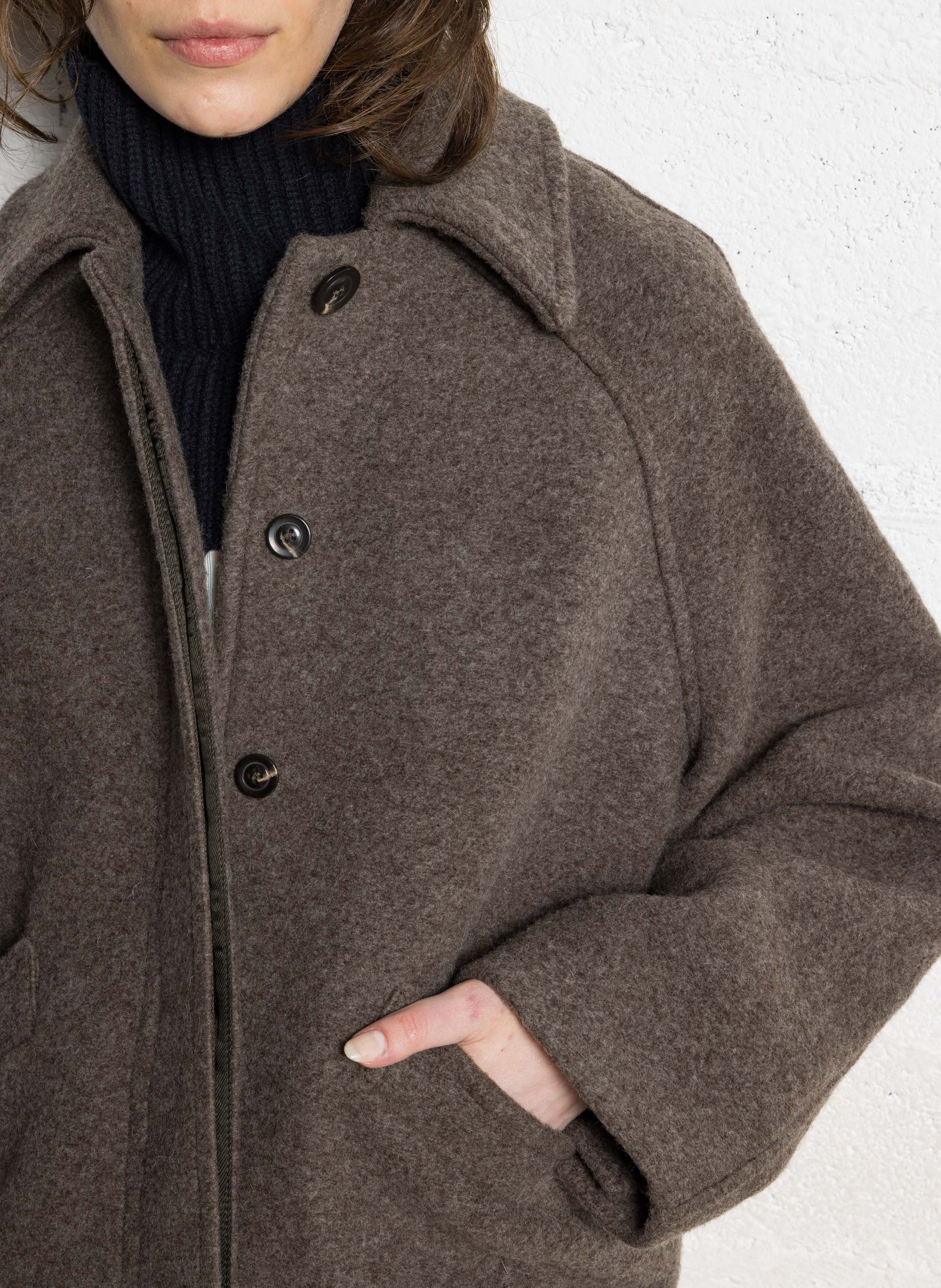 Manteau court en laine mélangée balard SOEUR Gris