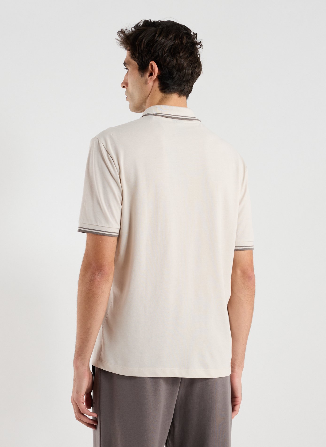 Piqué cotton polo with contrasting piping ARMANI EXCHANGE Brown