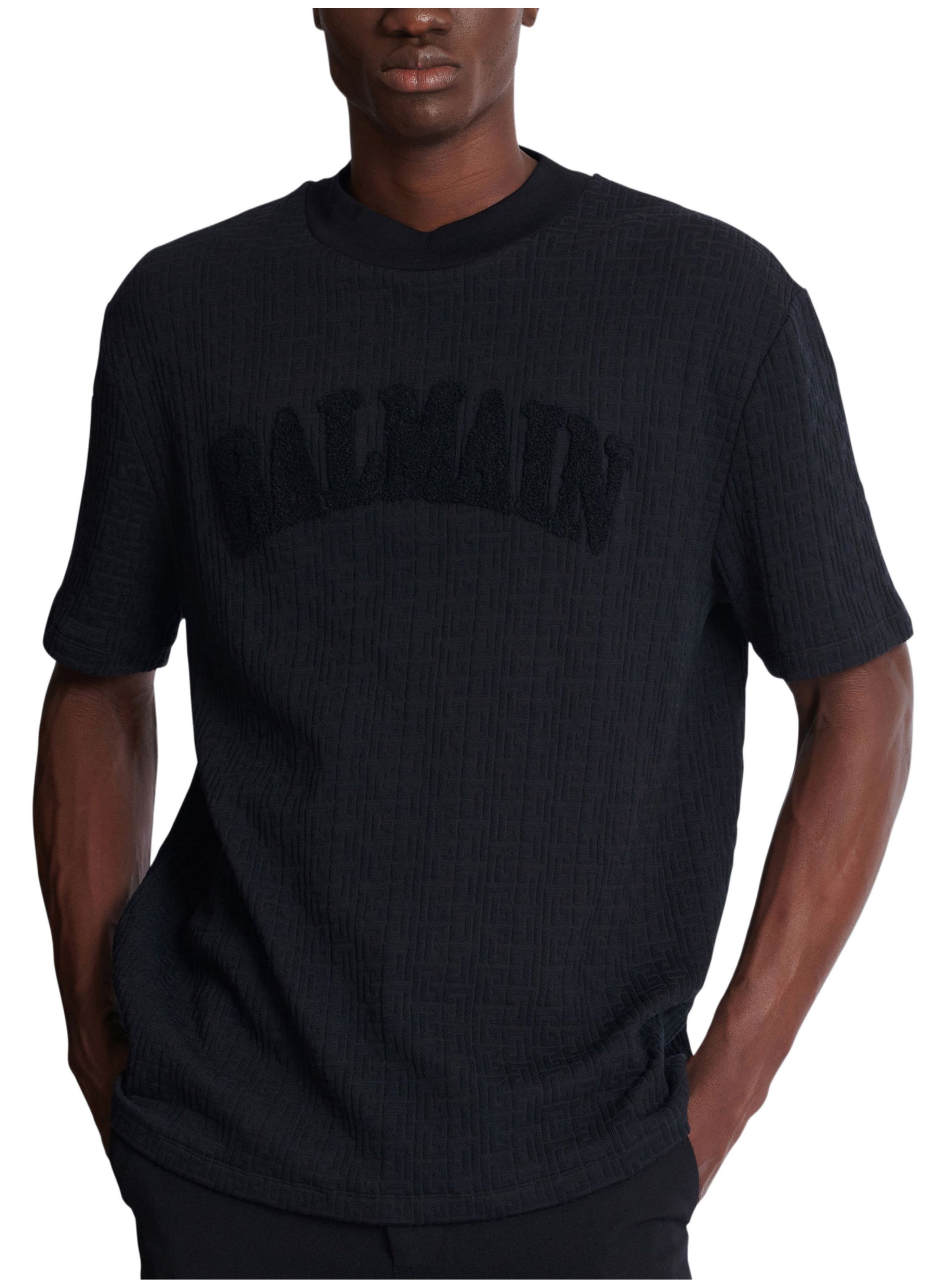 T-shirt monogramme éponge BALMAIN Noir