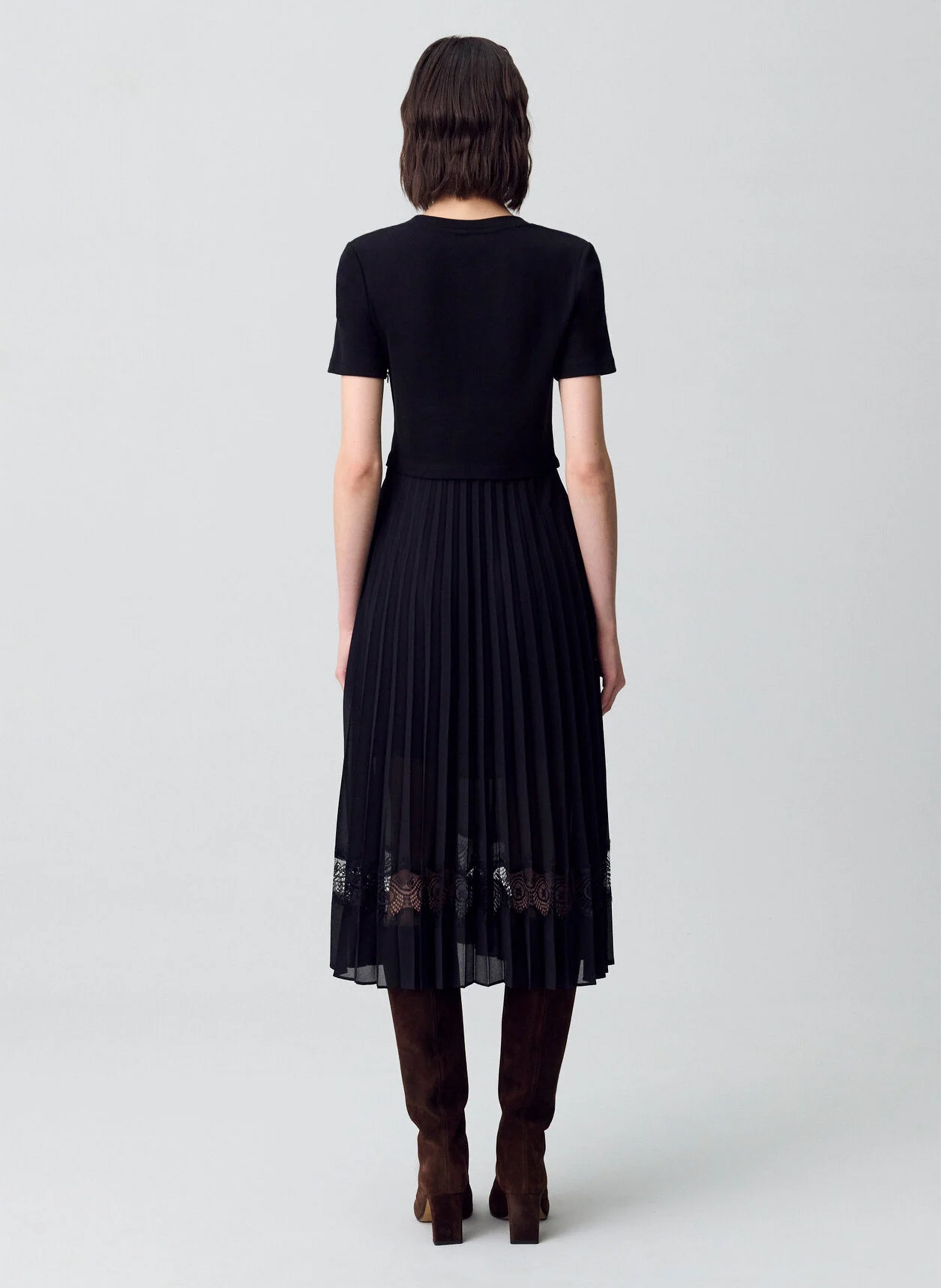 Robe midi bi-matière CLAUDIE PIERLOT Noir