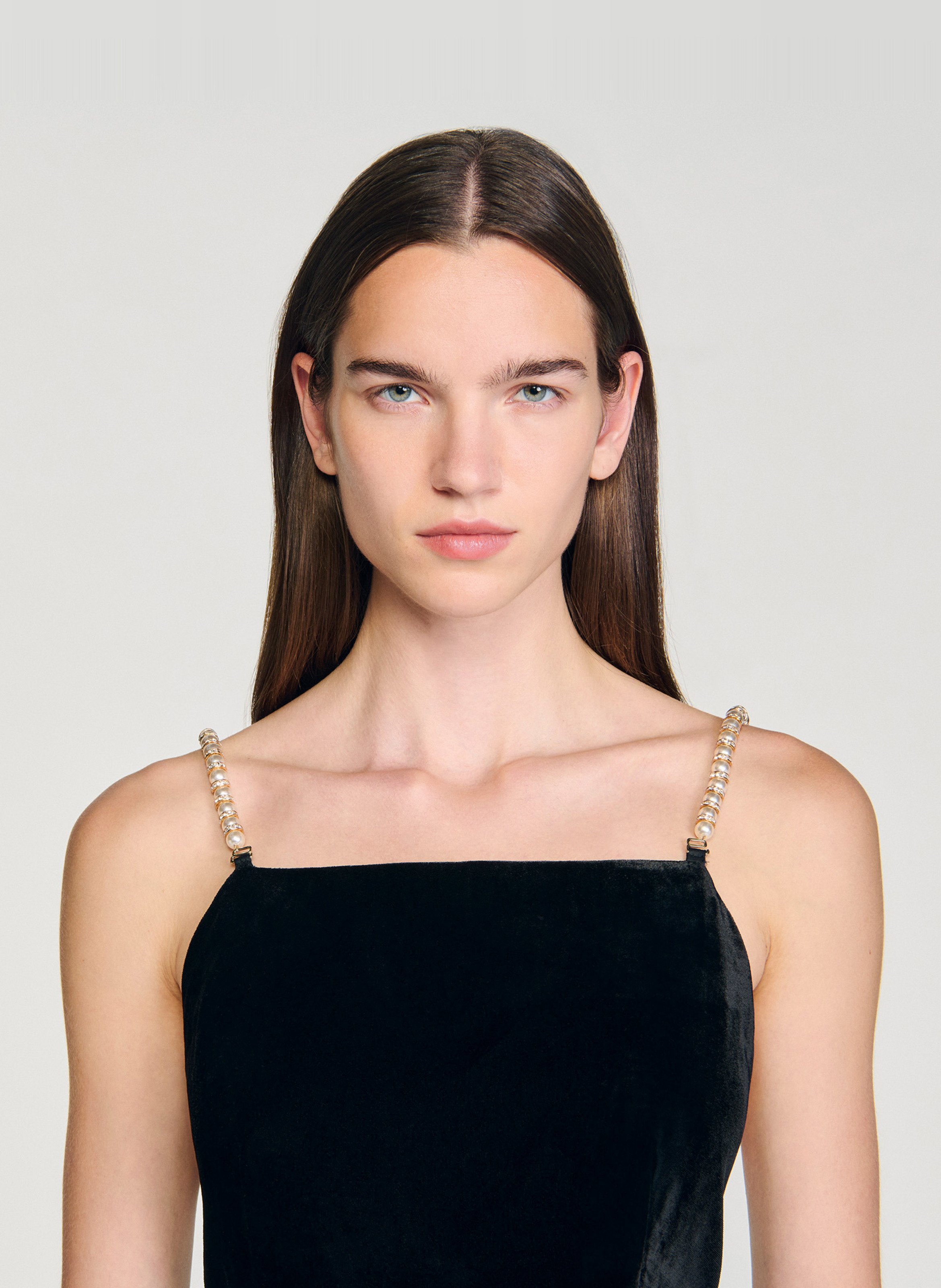 Combinaison col carré effet velours SANDRO Noir