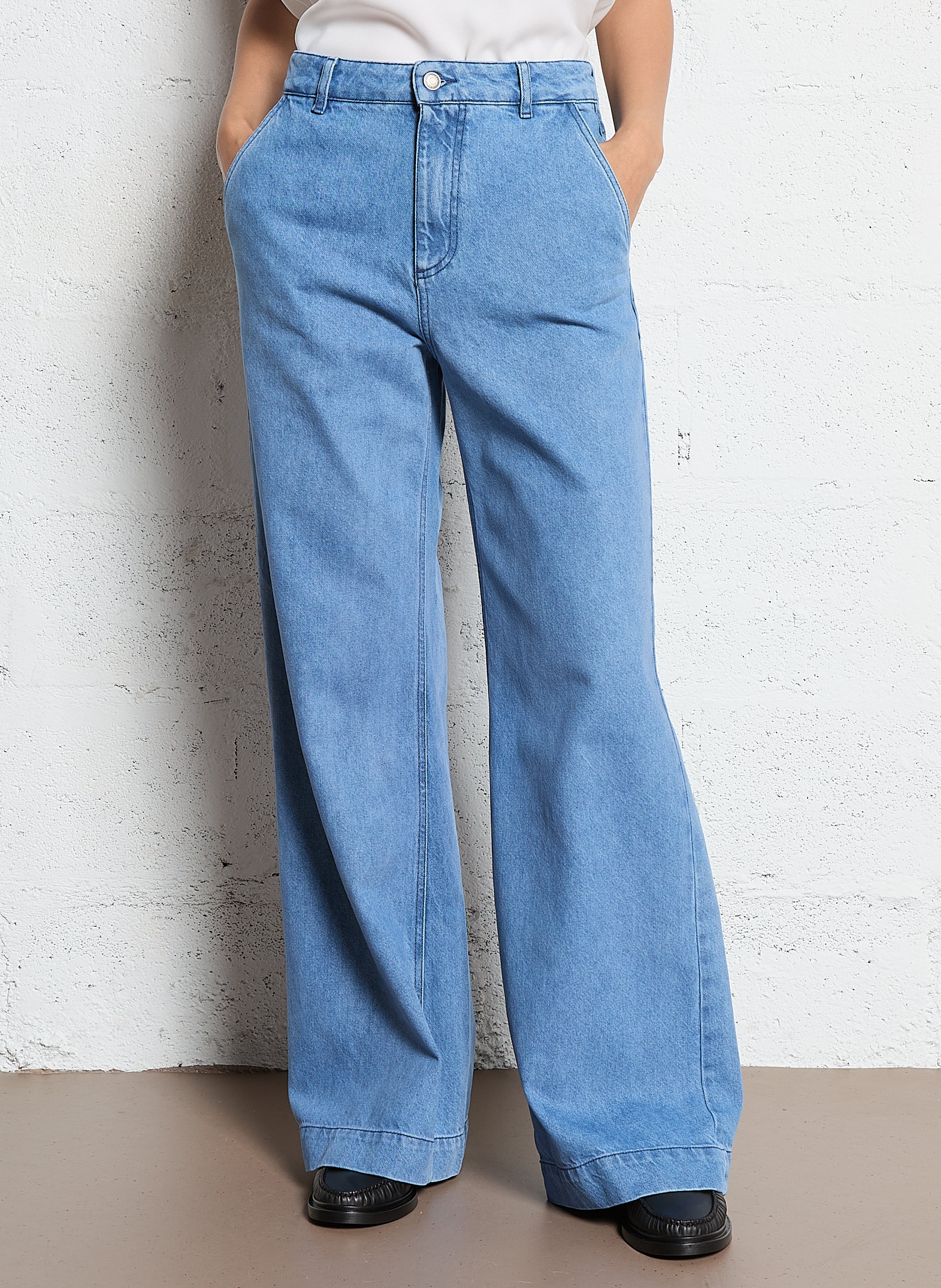 Jean large taille haute jeanne IKKS Bleu