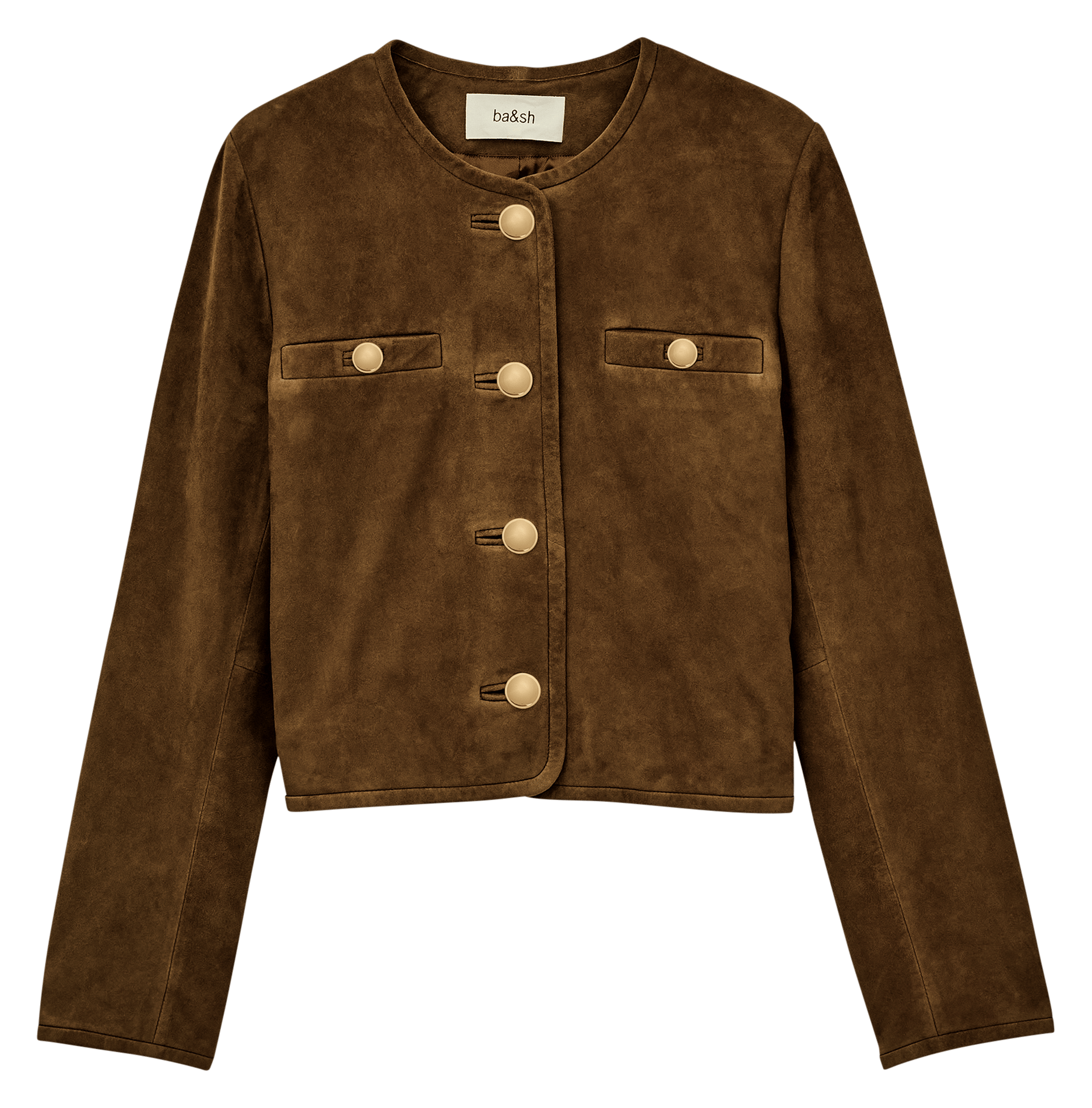 Veste col rond en cuir mella BA&SH Marron