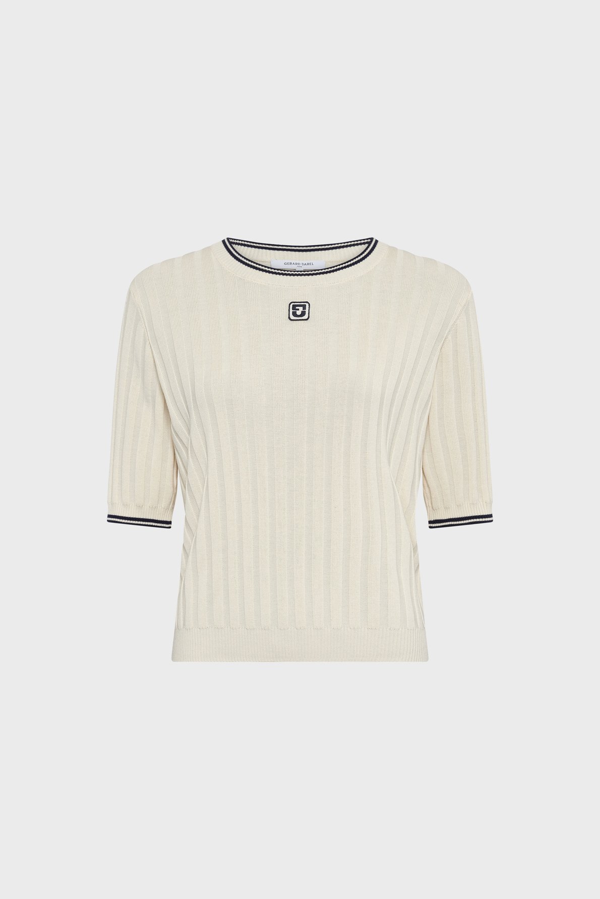 Pull à côtes et manches courtes - lyra GERARD DAREL Beige