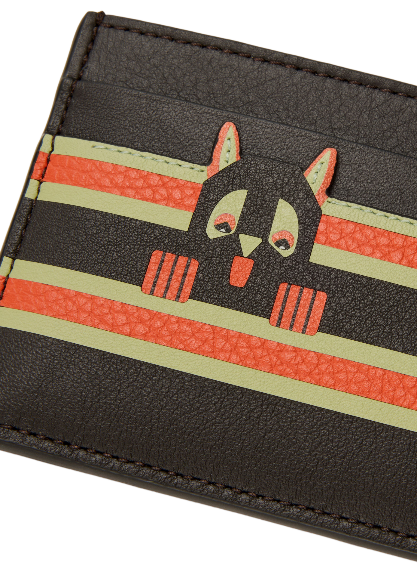 LOEWE x Louis Wain - Porte-cartes simple Futurist Cat en cuir de veau classique LOEWE Multicolore