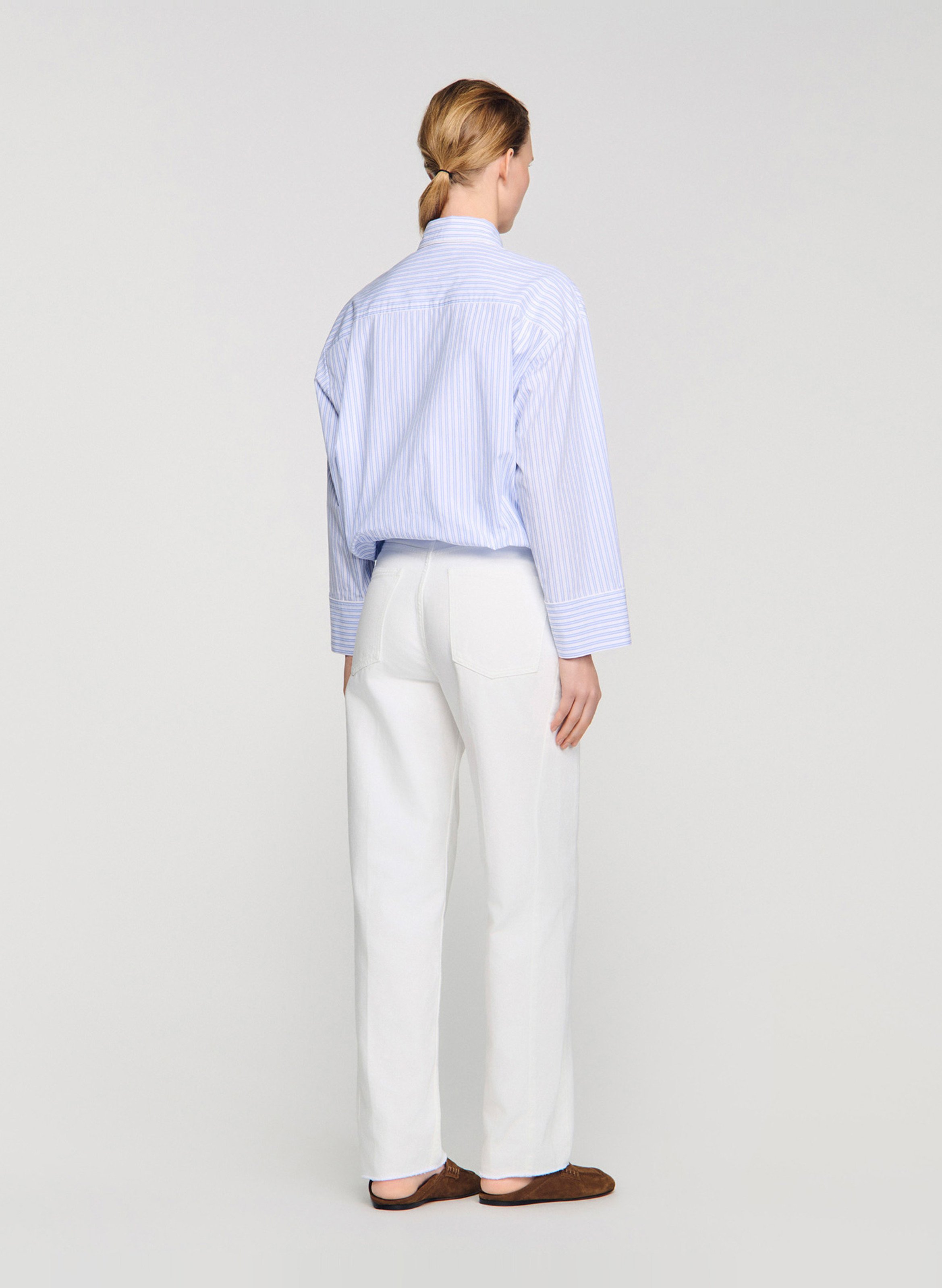 Chemise oversize en coton rayé SANDRO Bleu