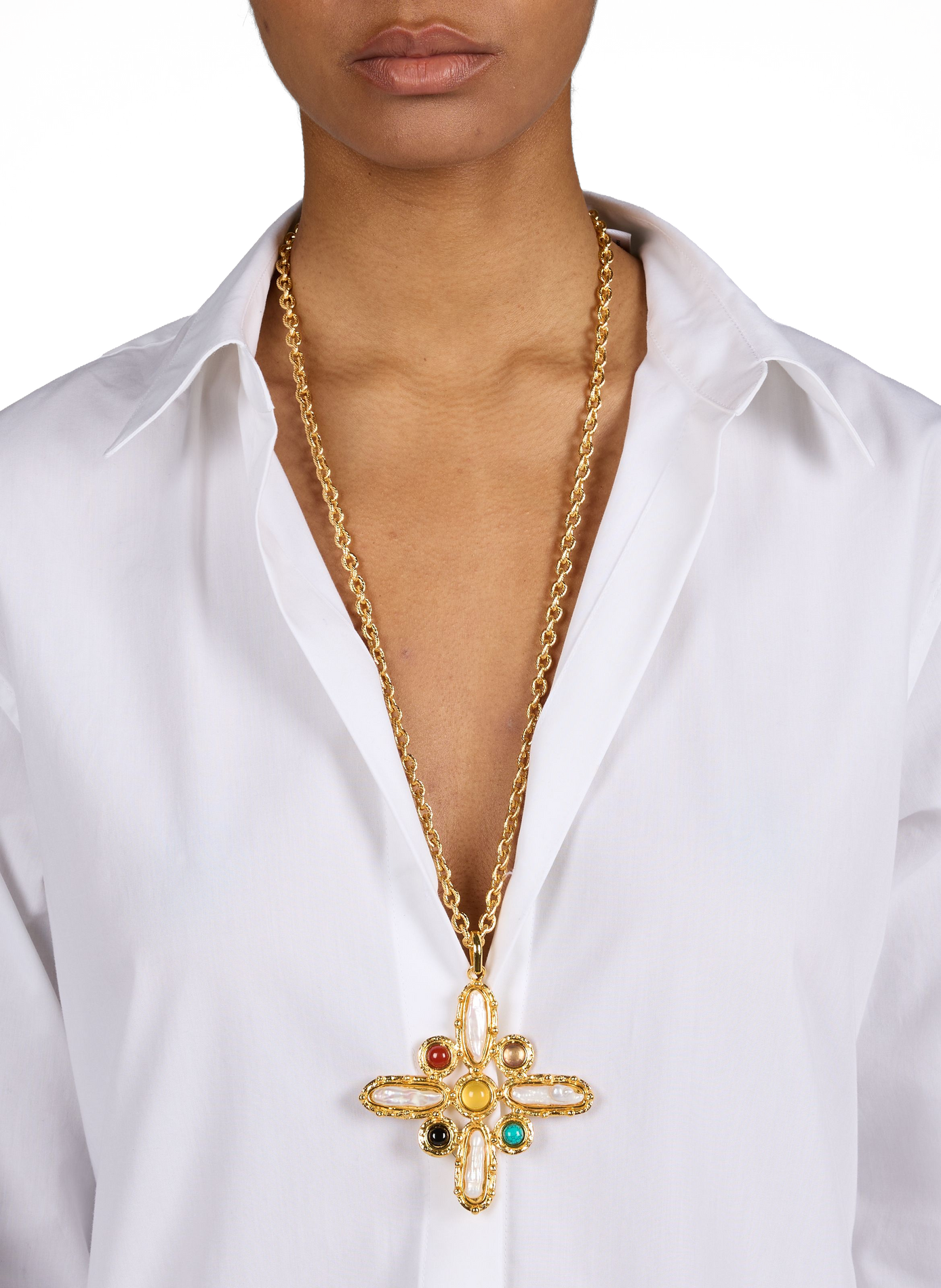 Collier chaîne Croix Baroque SYLVIA TOLEDANO Multicolore