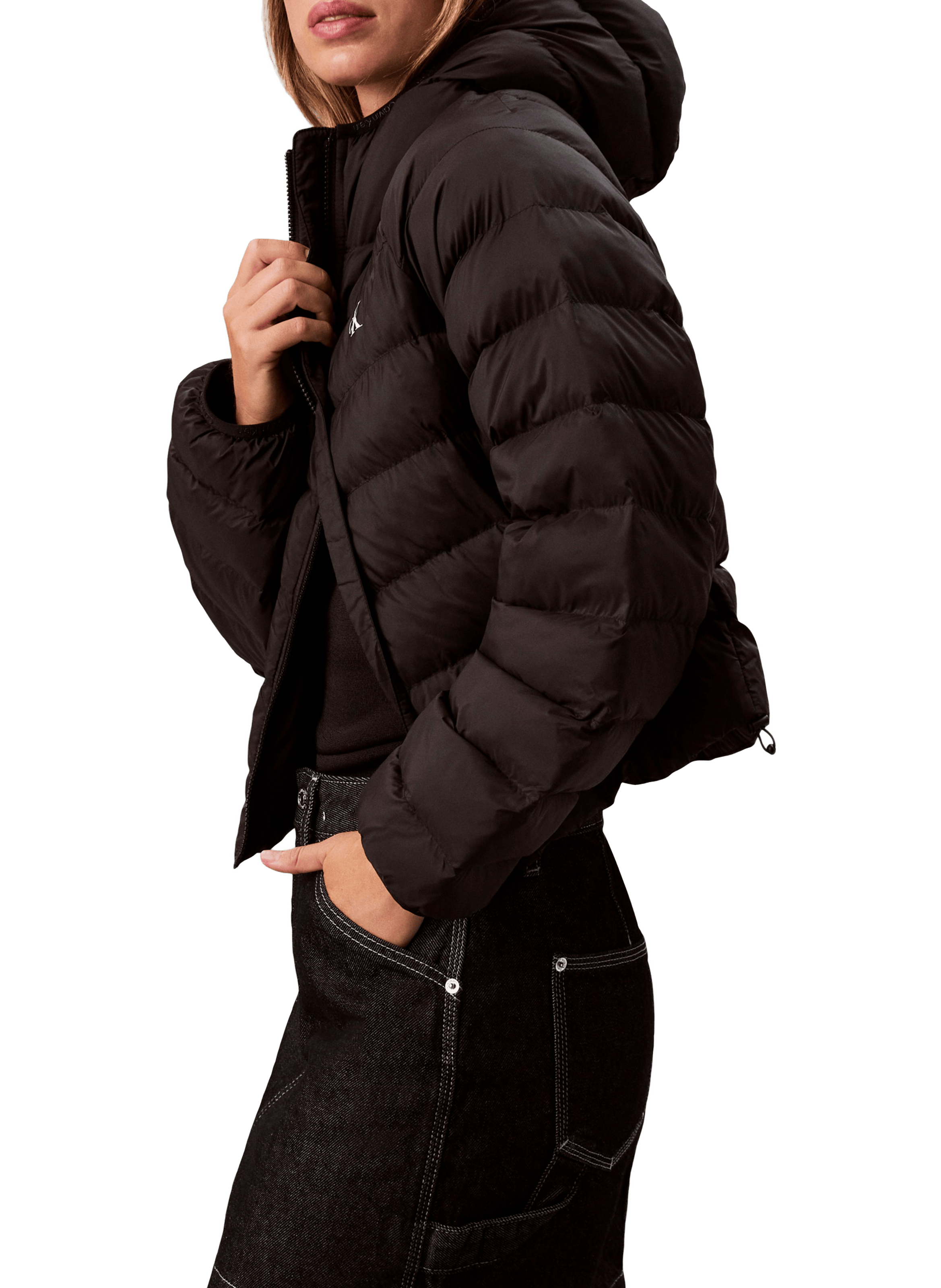 Doudoune courte à capuche CALVIN KLEIN Noir