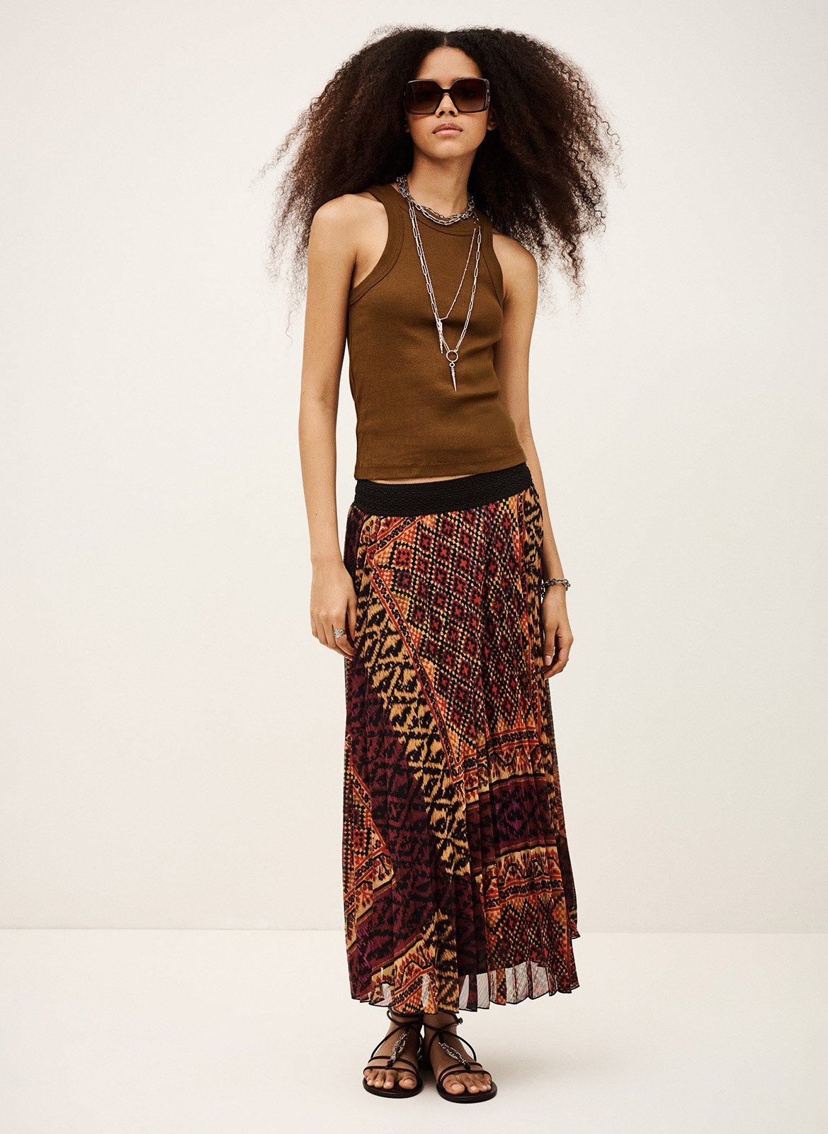 Débardeur en coton col rond cynda BA&SH Marron