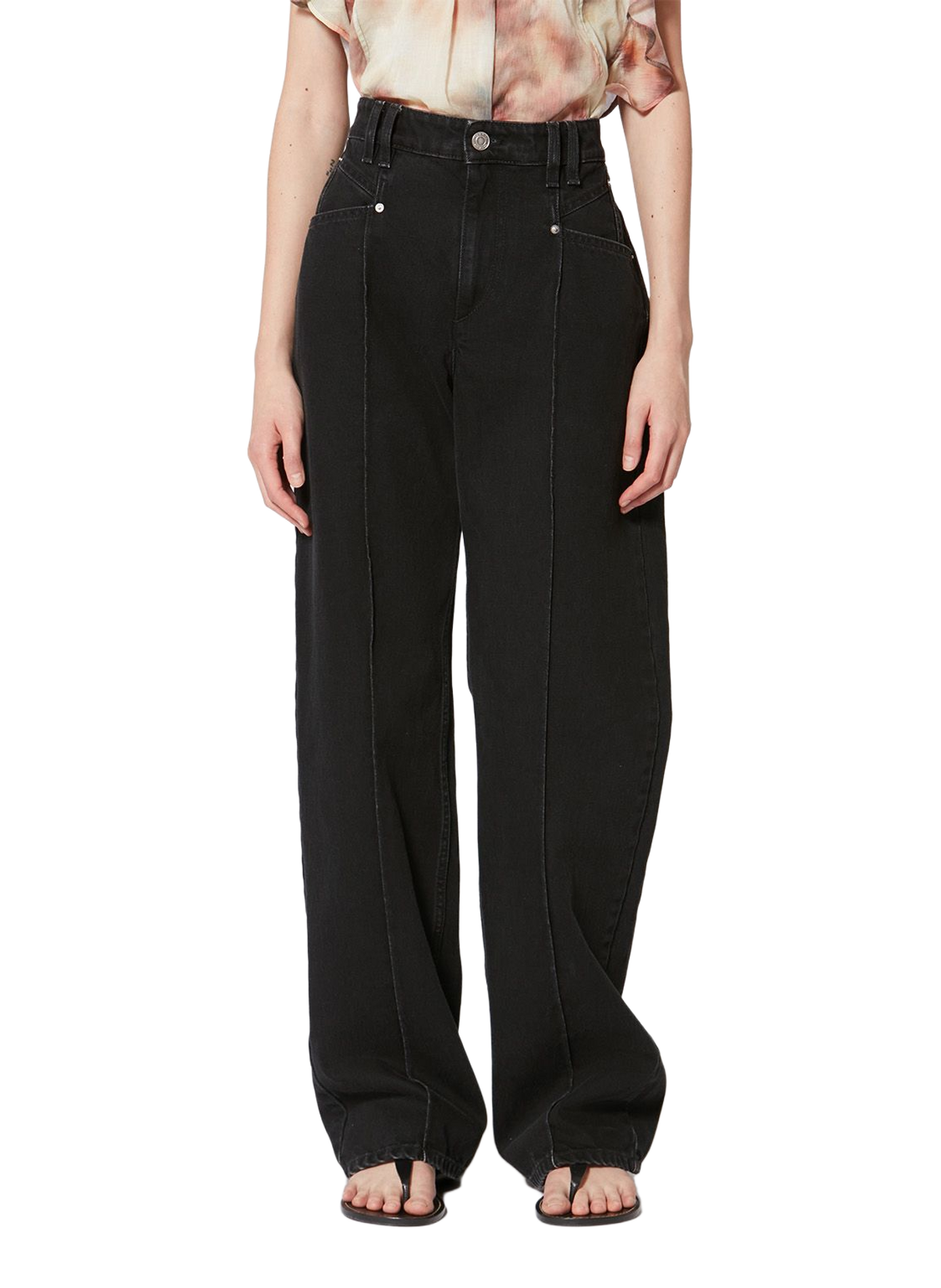 Straight Leg Drolane Jeans in Cotton Denim ISABEL MARANT Black