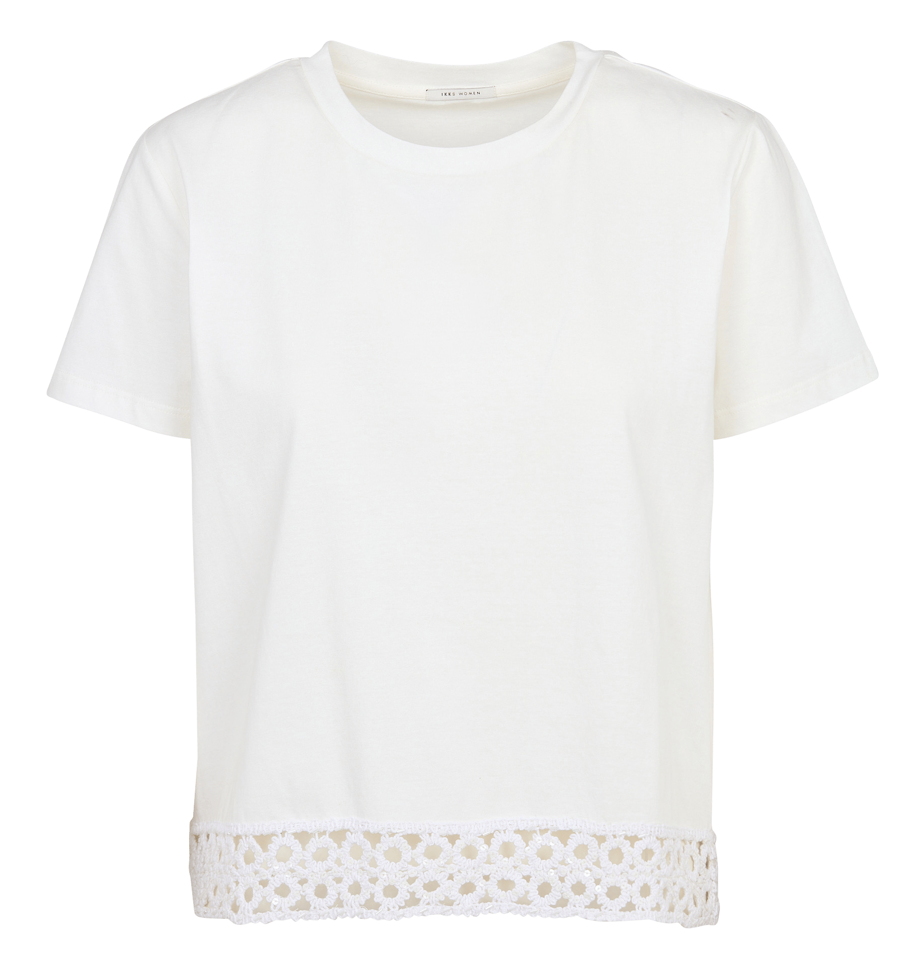 Tee-shirt droit col rond en coton mélangé IKKS Blanc