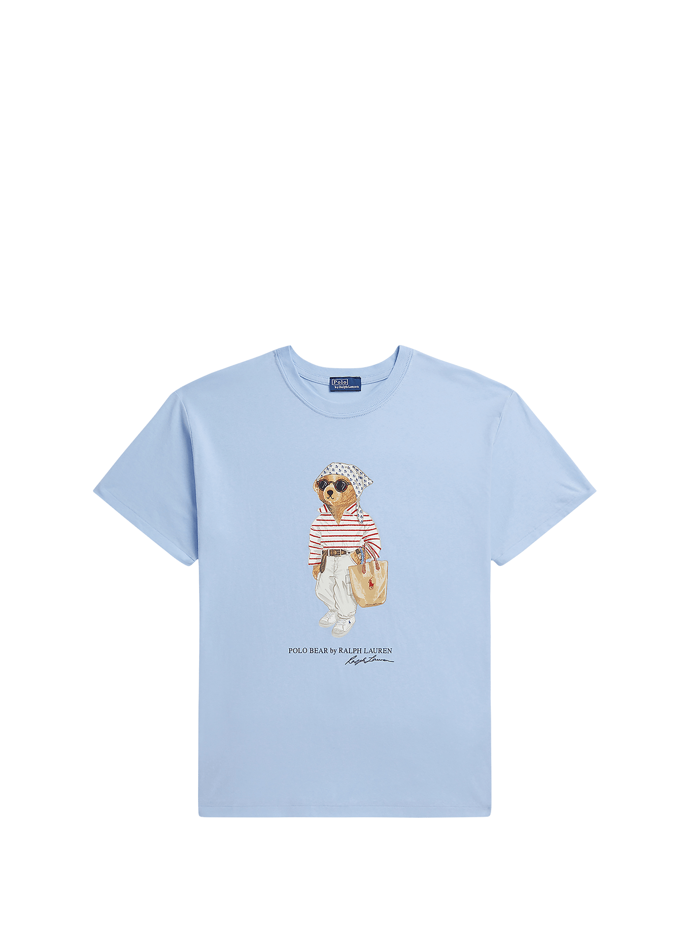 T-shirt droit brodé en coton POLO RALPH LAUREN Bleu
