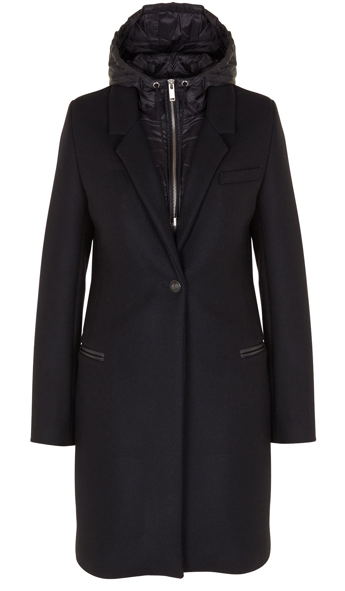 Manteau à capuche en drap de laine IKKS Noir